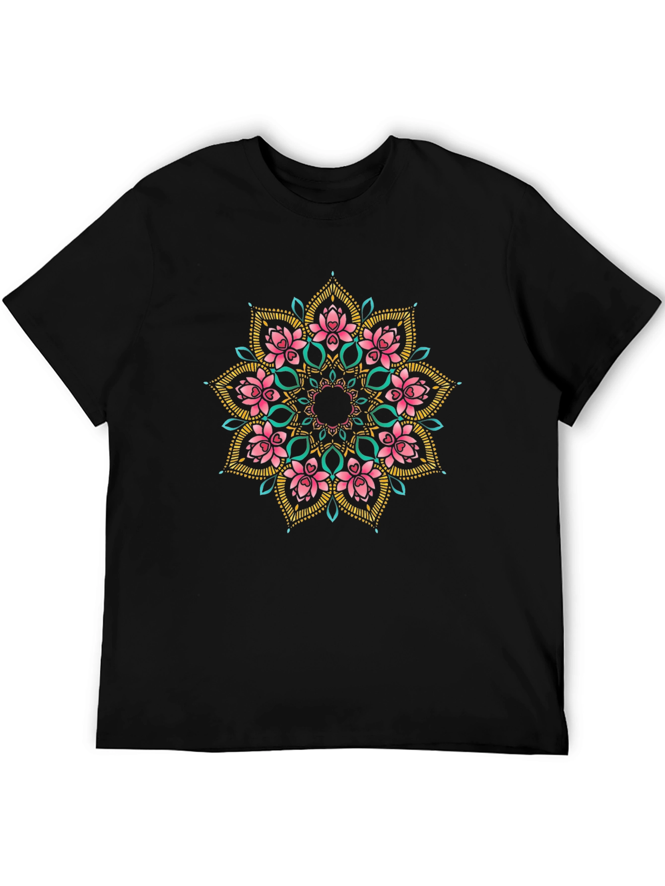 Lotus Mandala Graphic Black T-Shirt
