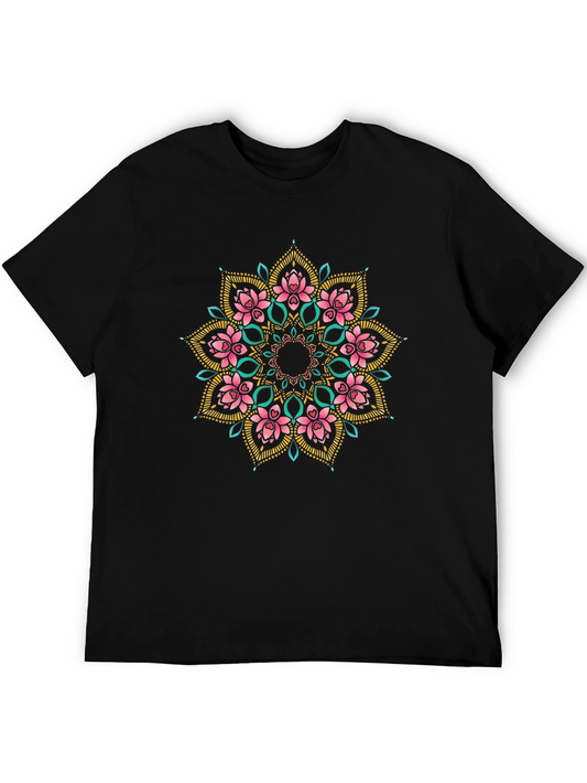 Lotus Mandala Graphic Black T-Shirt