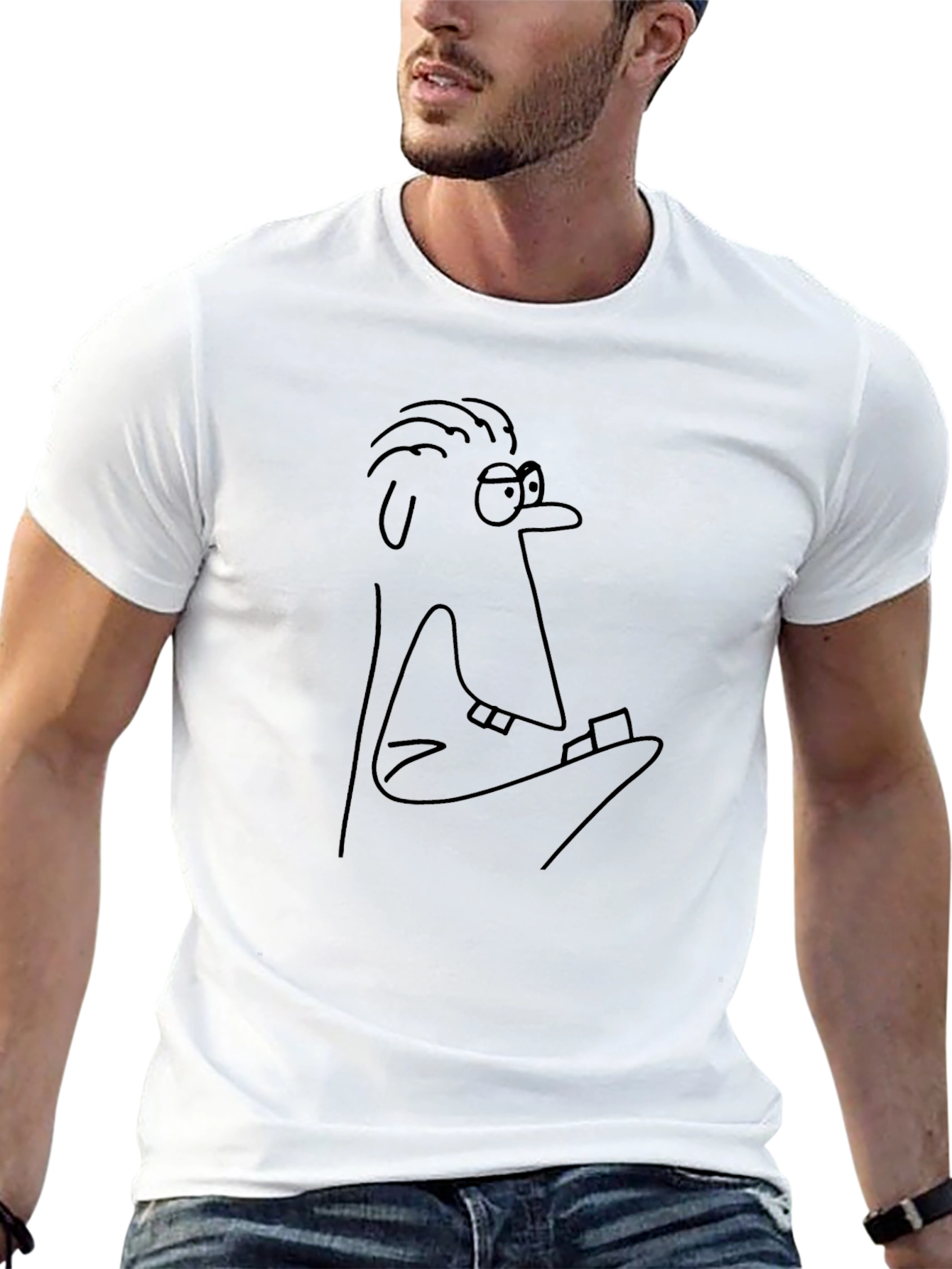 Unique Cartoon Character Black T-Shirt