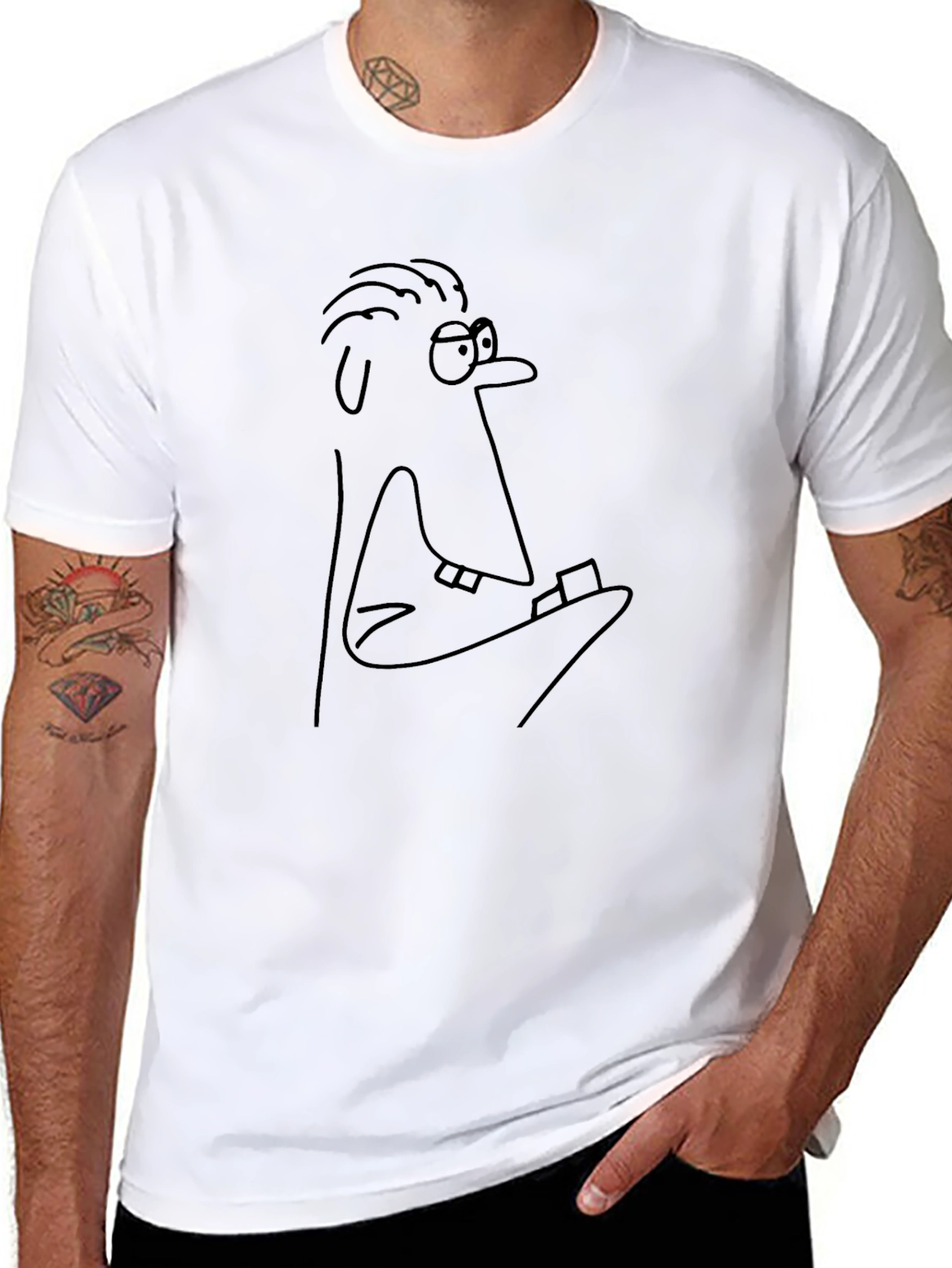 Unique Cartoon Character Black T-Shirt