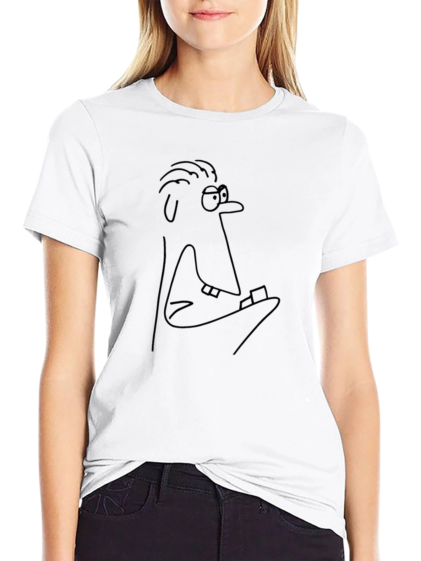 Unique Cartoon Character Black T-Shirt