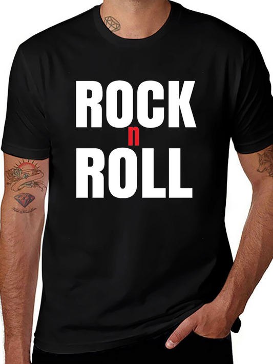 Rock n Roll Graphic Tee - Black Cotton T-Shirt