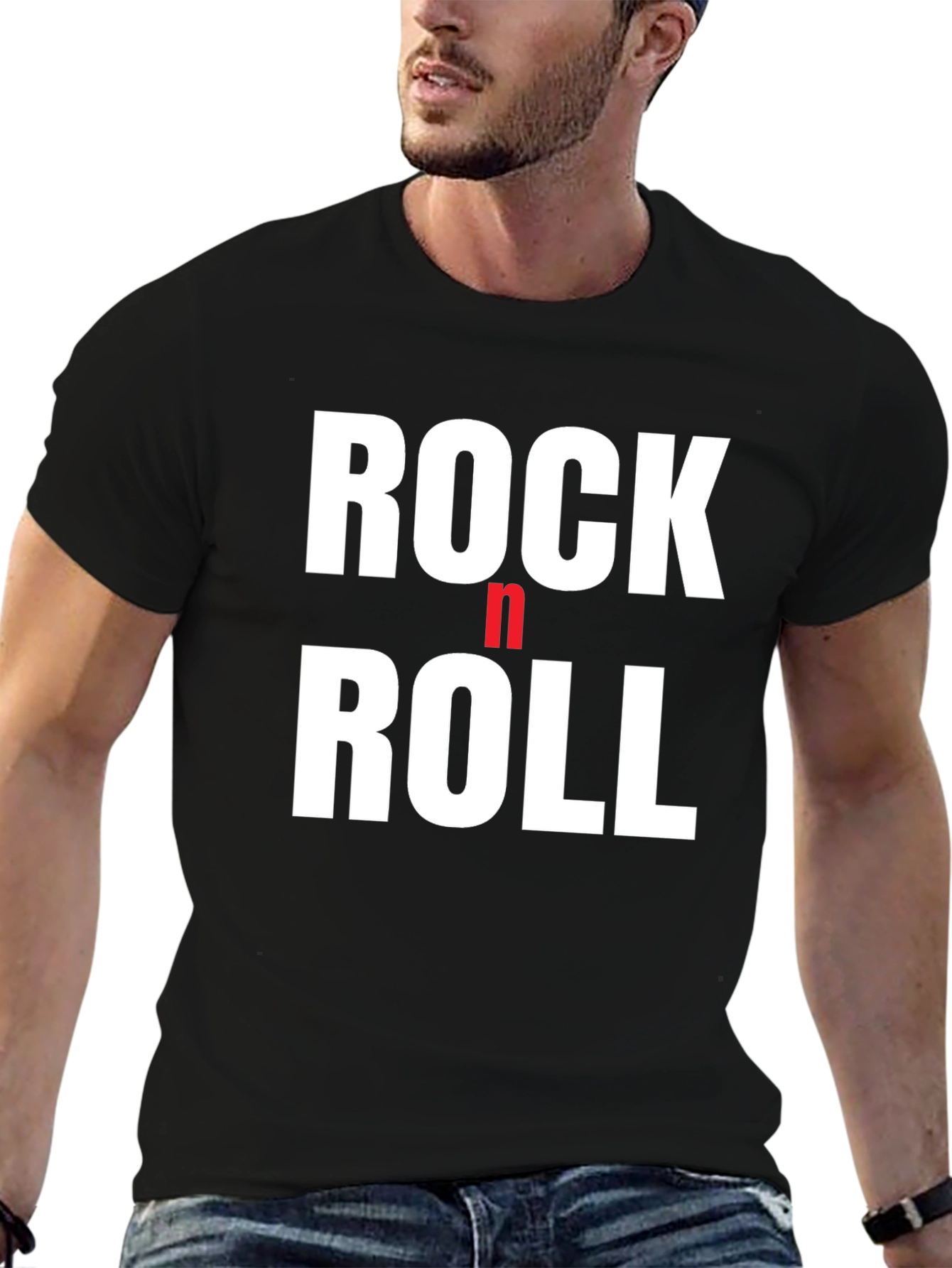 Rock n Roll Graphic Tee - Black Cotton T-Shirt