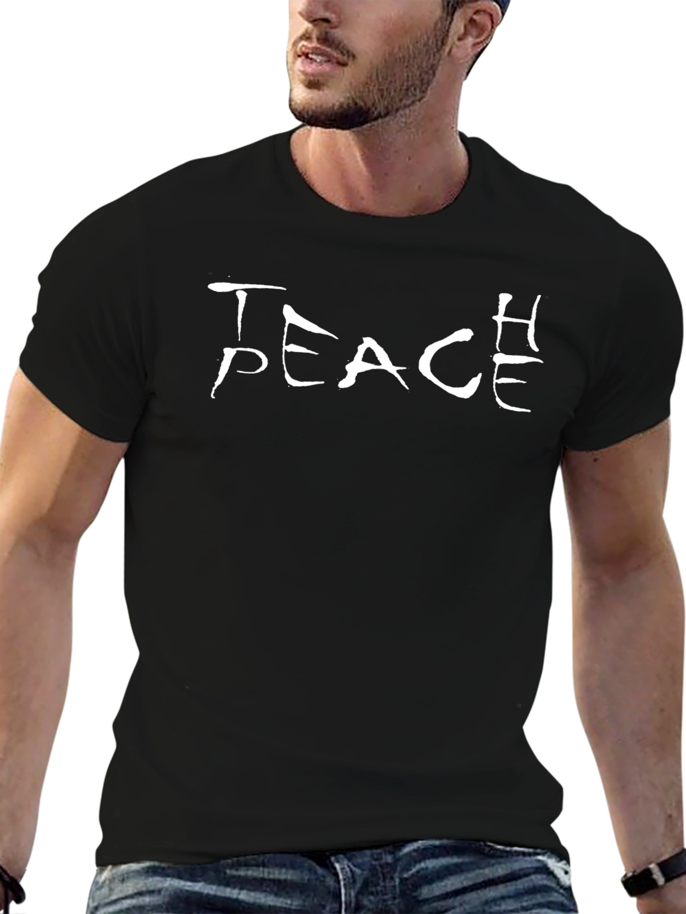 Peace T-Shirt - Black Crew Neck Tee