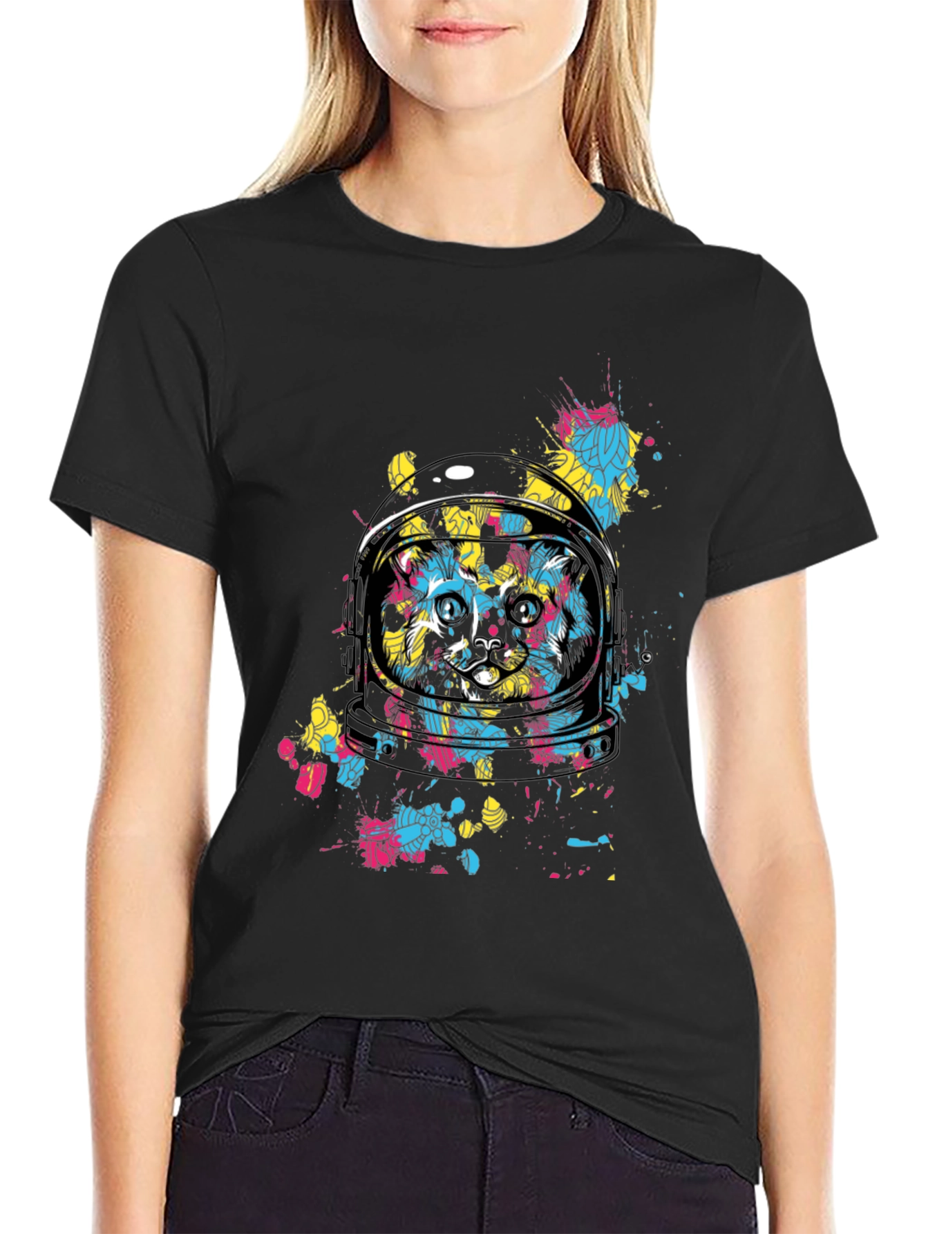 Astronaut Cat Graphic T-Shirt - Space Feline Tee
