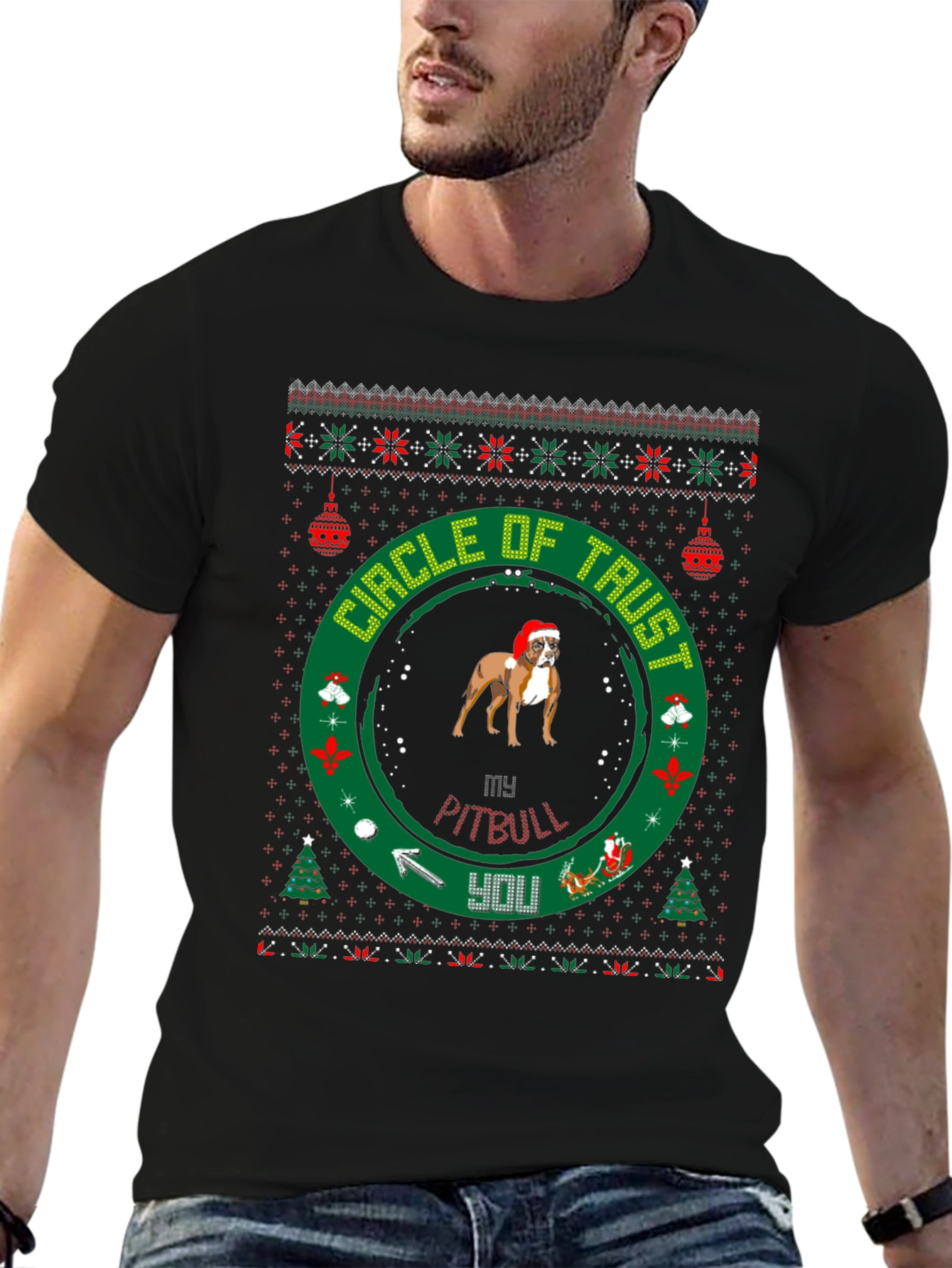 Pitbull Circle of Trust Christmas T-Shirt