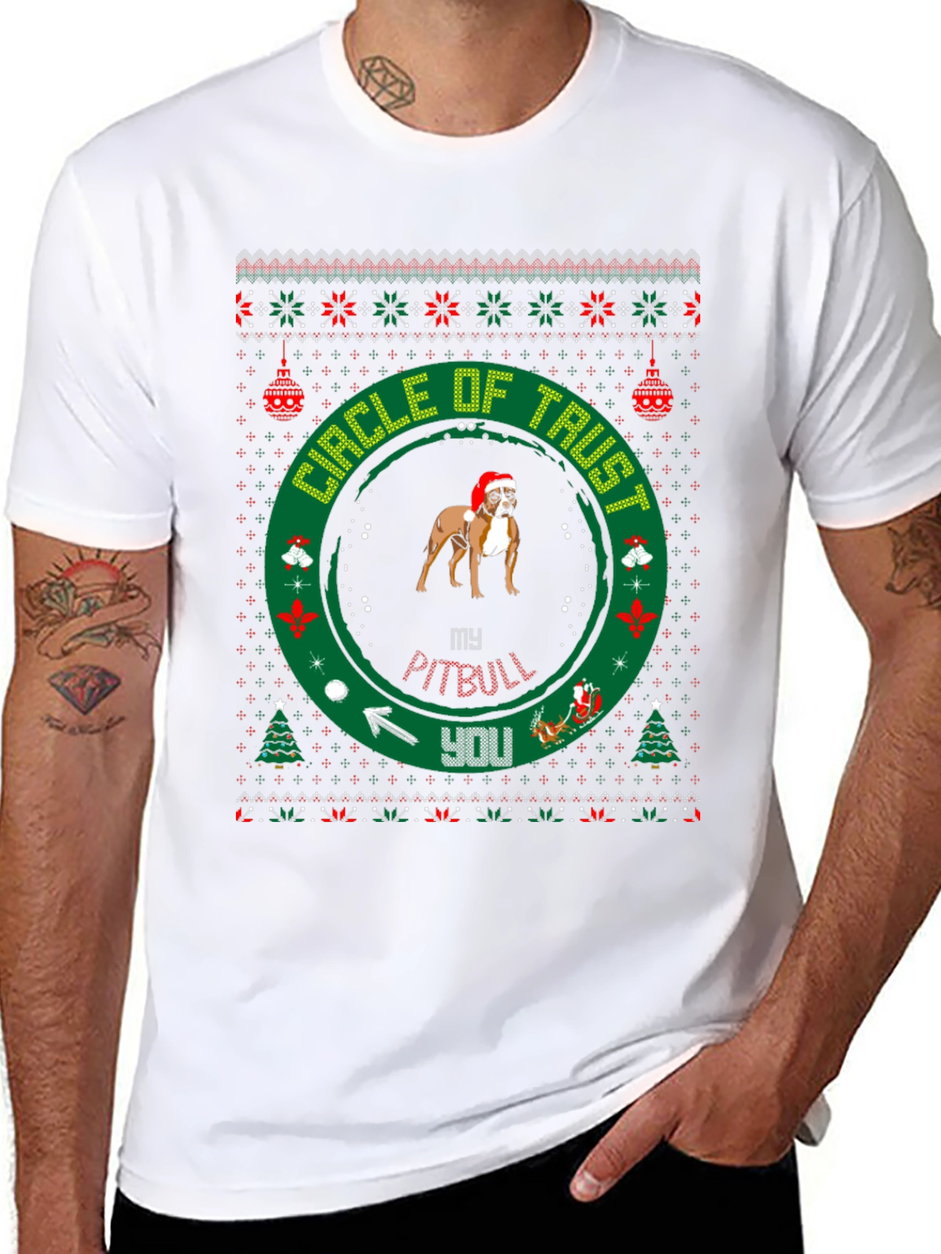 Pitbull Circle of Trust Christmas T-Shirt