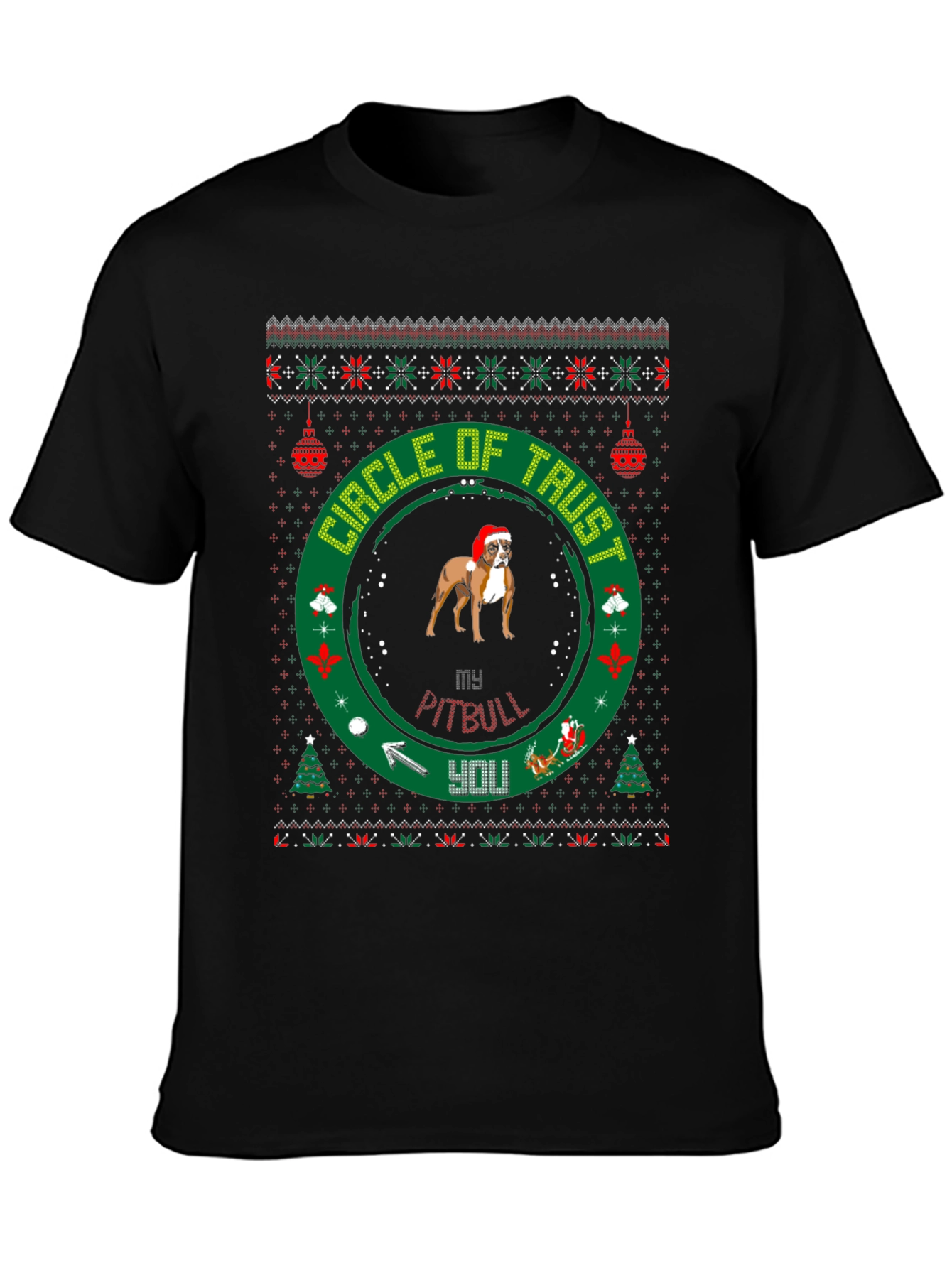 Pitbull Circle of Trust Christmas T-Shirt