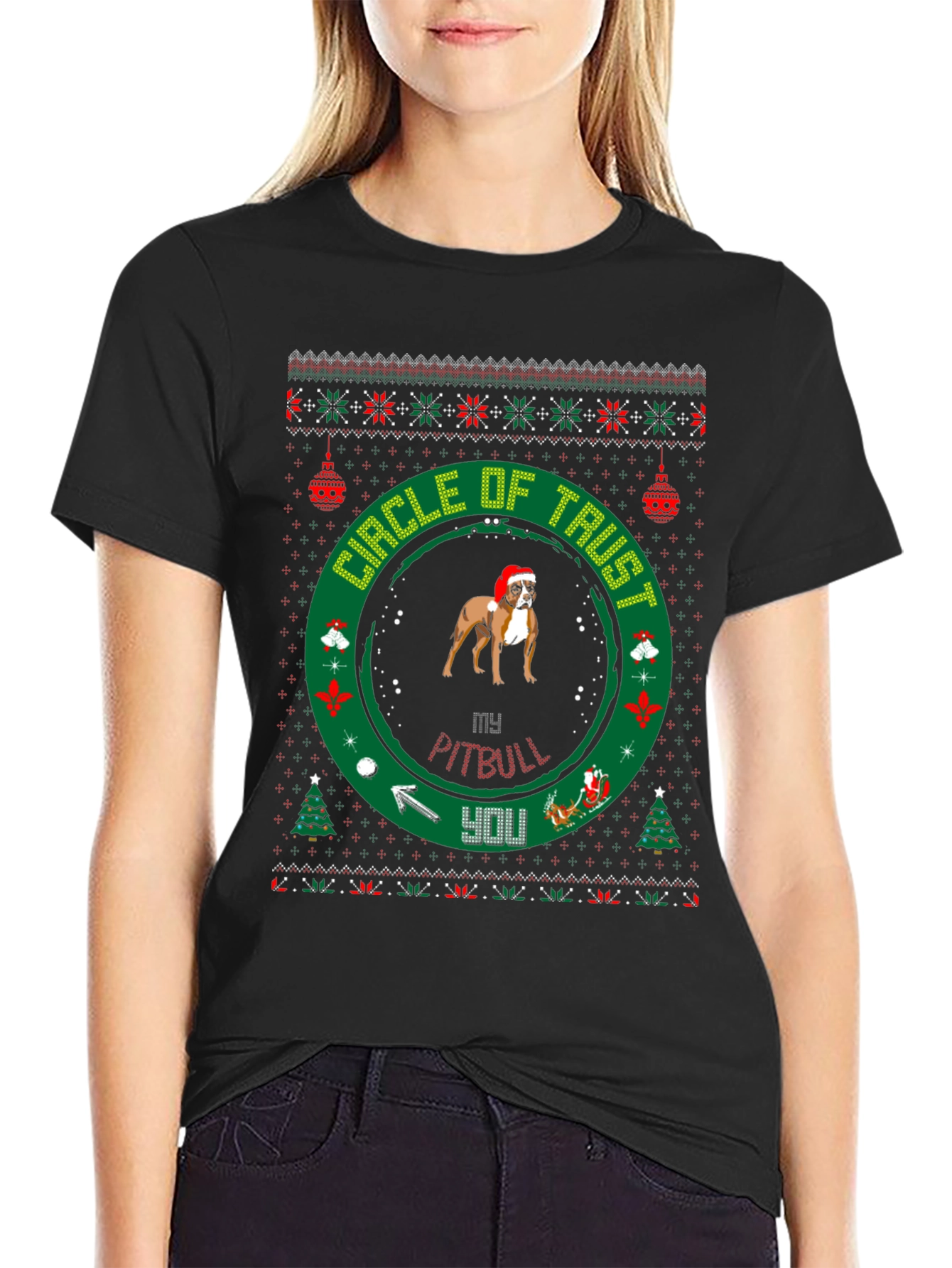 Pitbull Circle of Trust Christmas T-Shirt