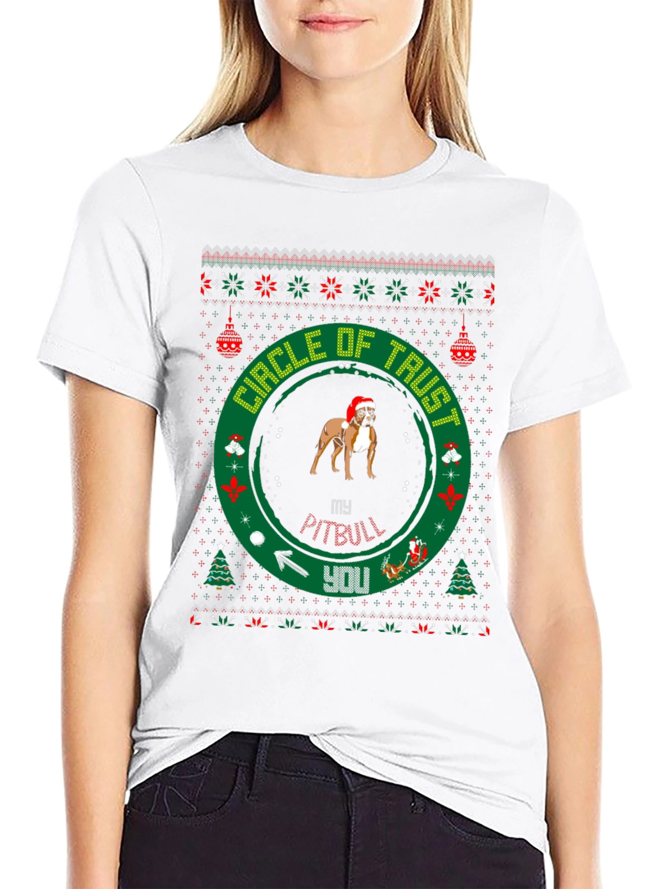 Pitbull Circle of Trust Christmas T-Shirt