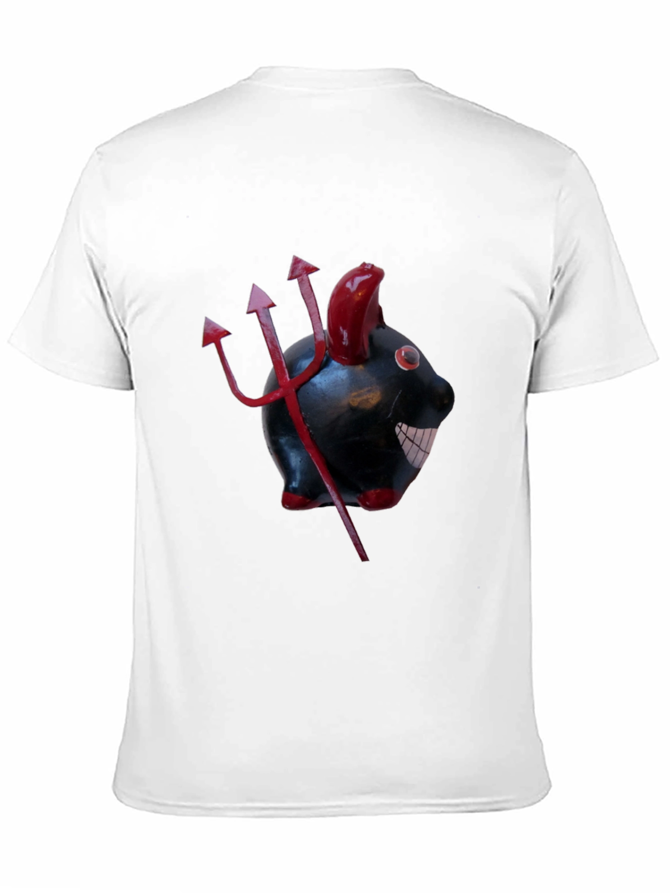 Devil Piggy Bank Graphic Tee - Black Cotton T-Shirt