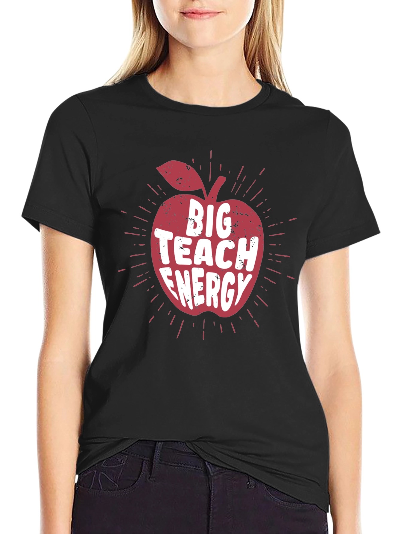 Big Teach Energy Teacher Apple T-Shirt