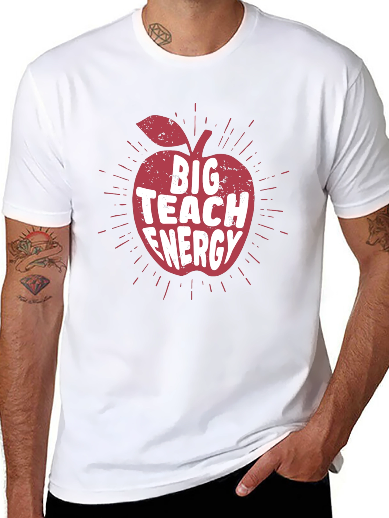Big Teach Energy Teacher Apple T-Shirt
