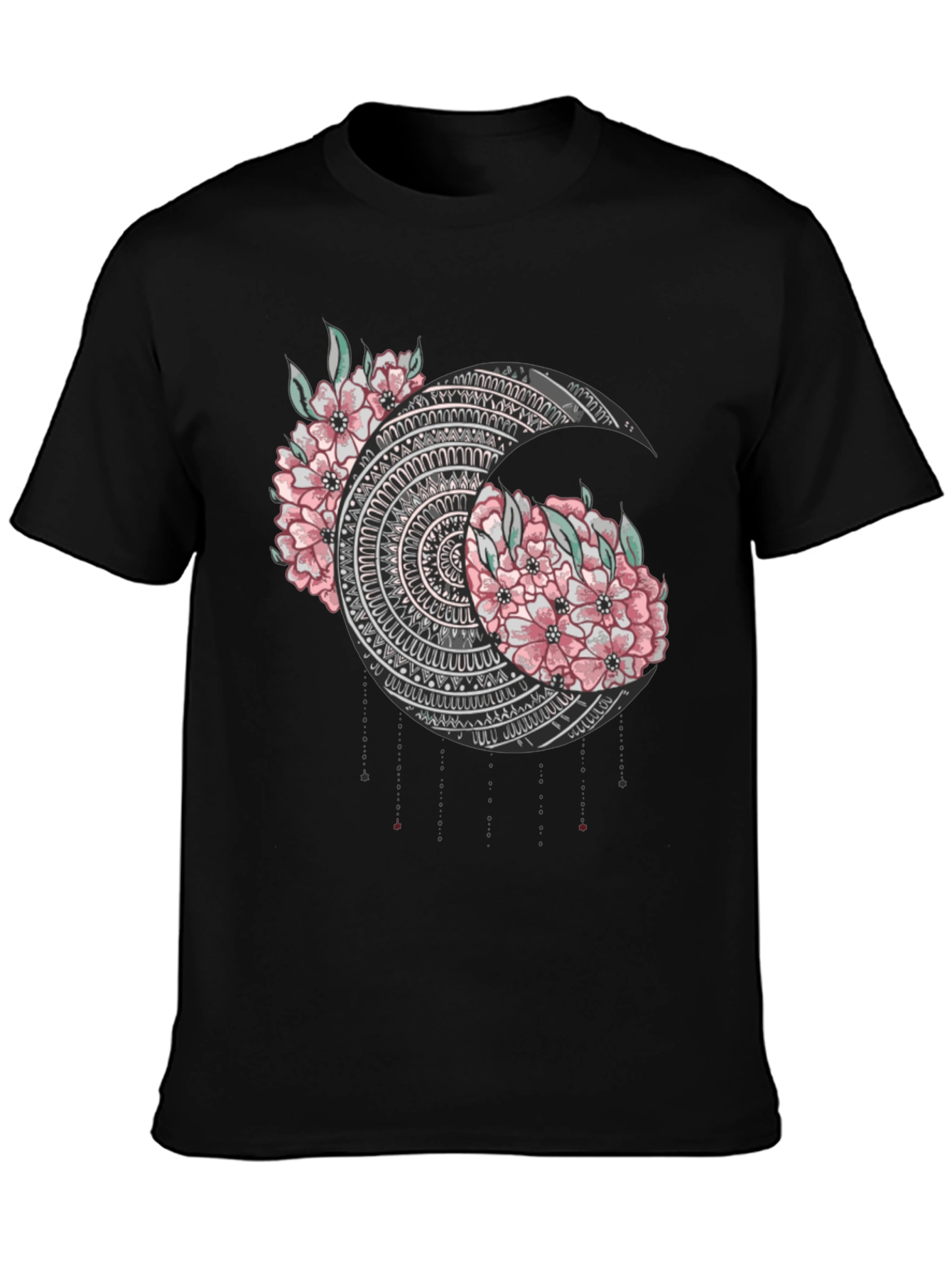 Floral Mandala Moon Graphic T-Shirt