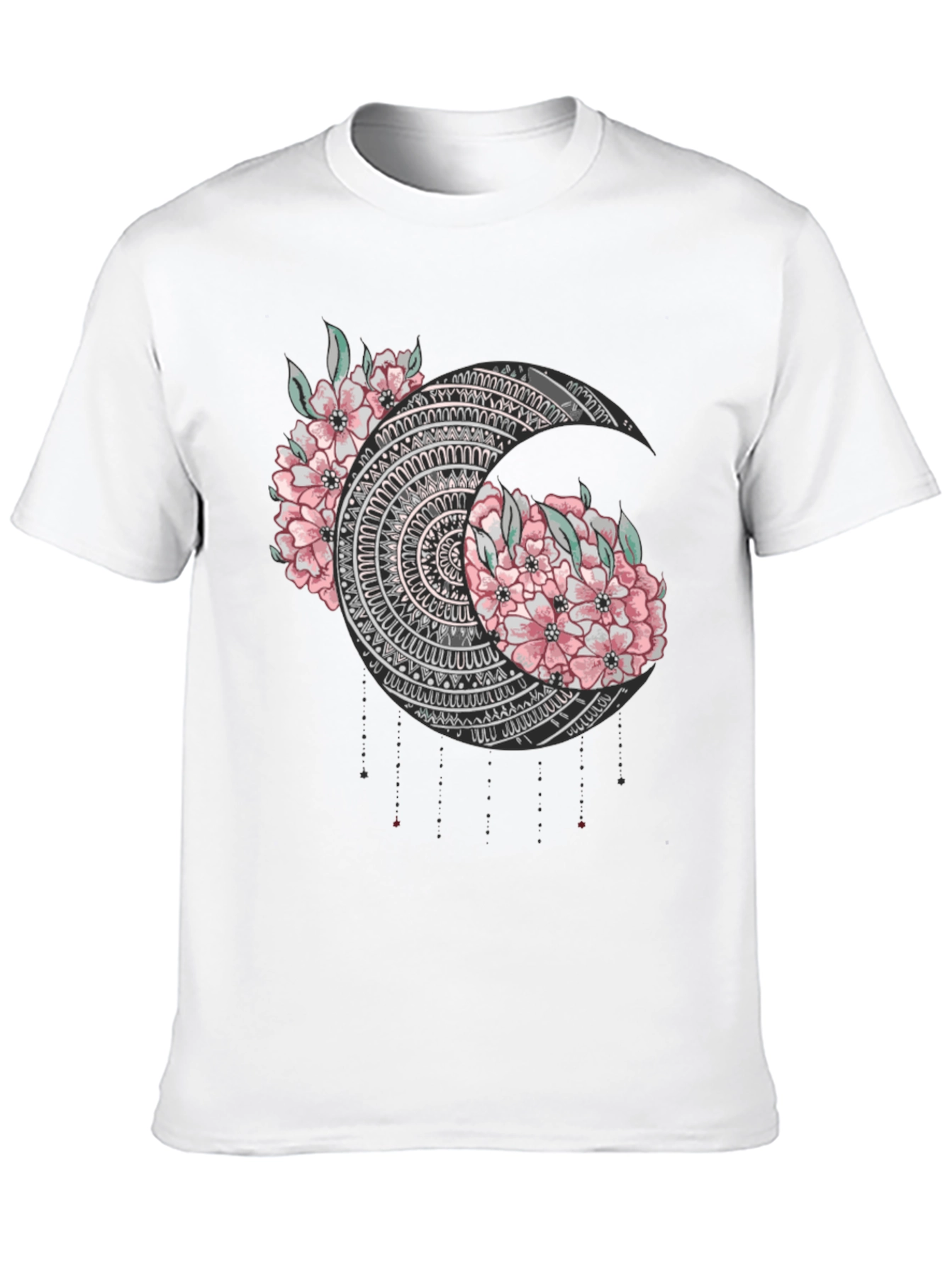 Floral Mandala Moon Graphic T-Shirt