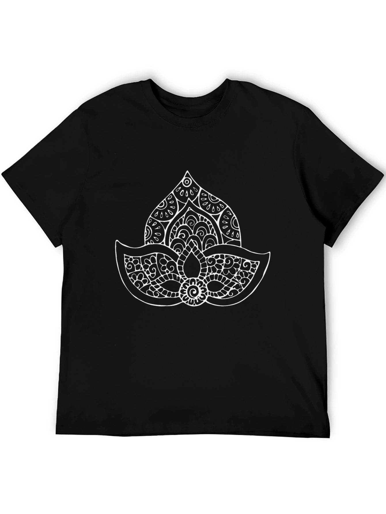 Black Tee with Lotus Mandala Design
