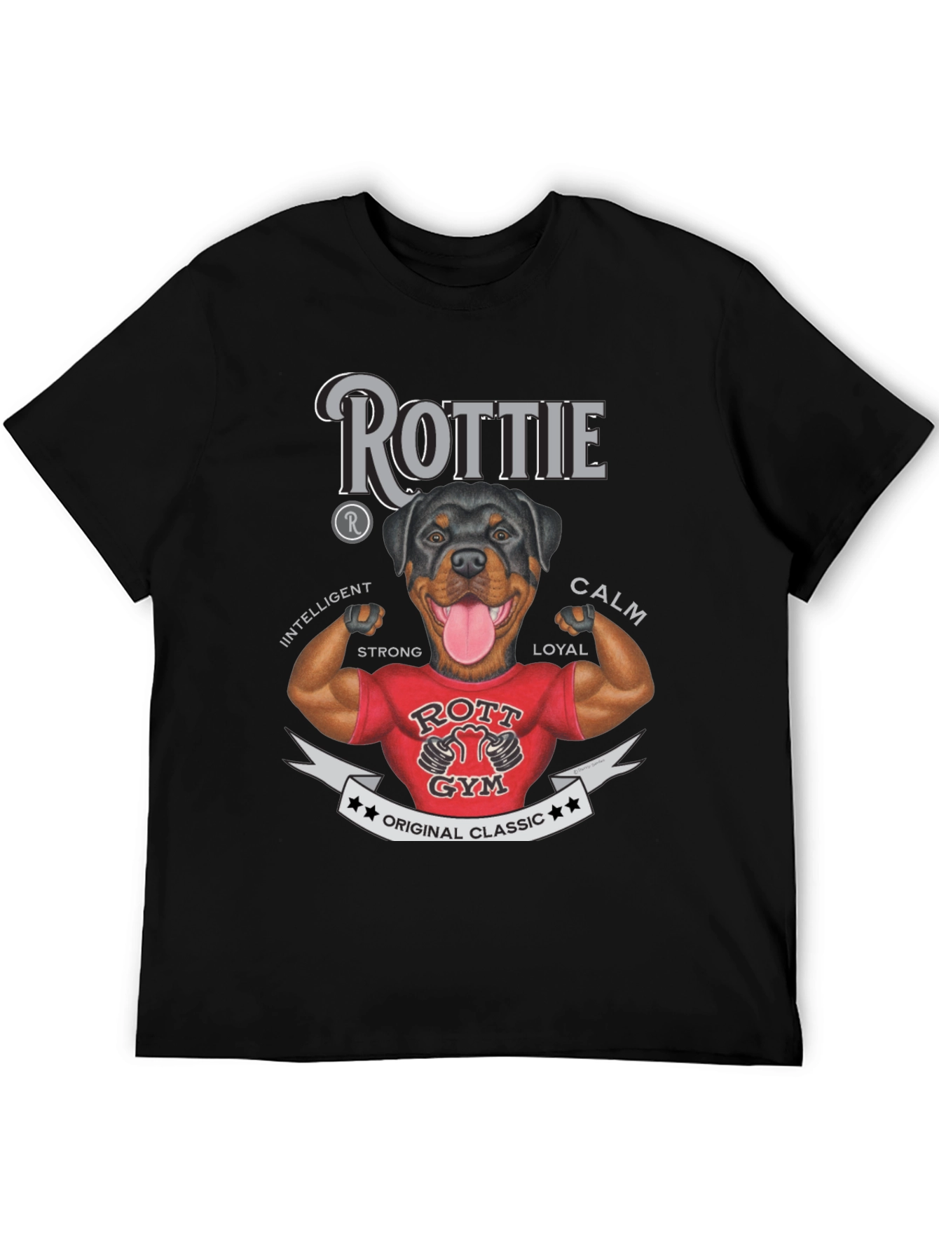 Rottie Gym Dog T-Shirt - Classic Design
