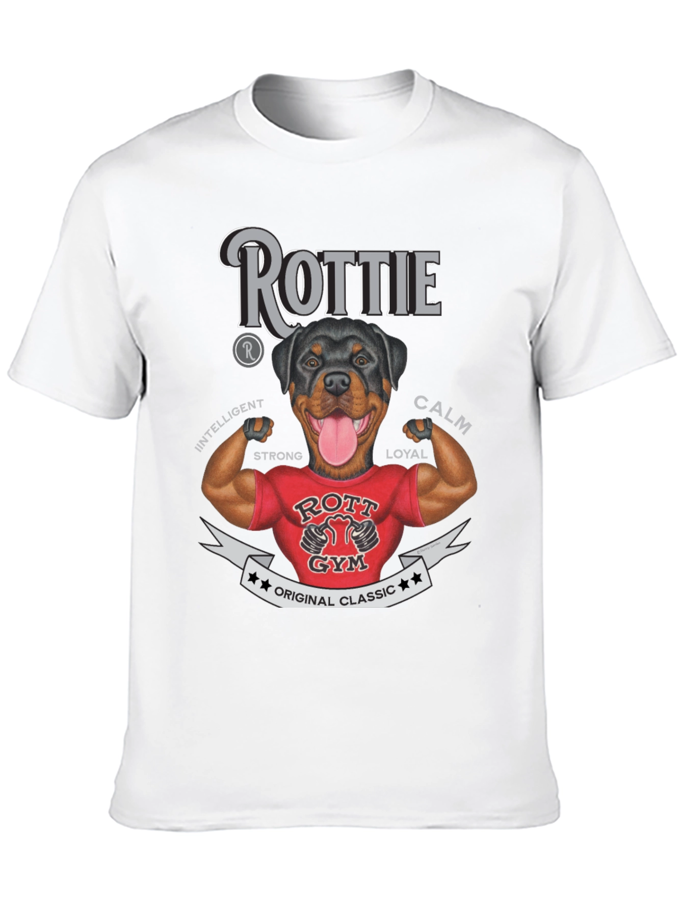 Rottie Gym Dog T-Shirt - Classic Design