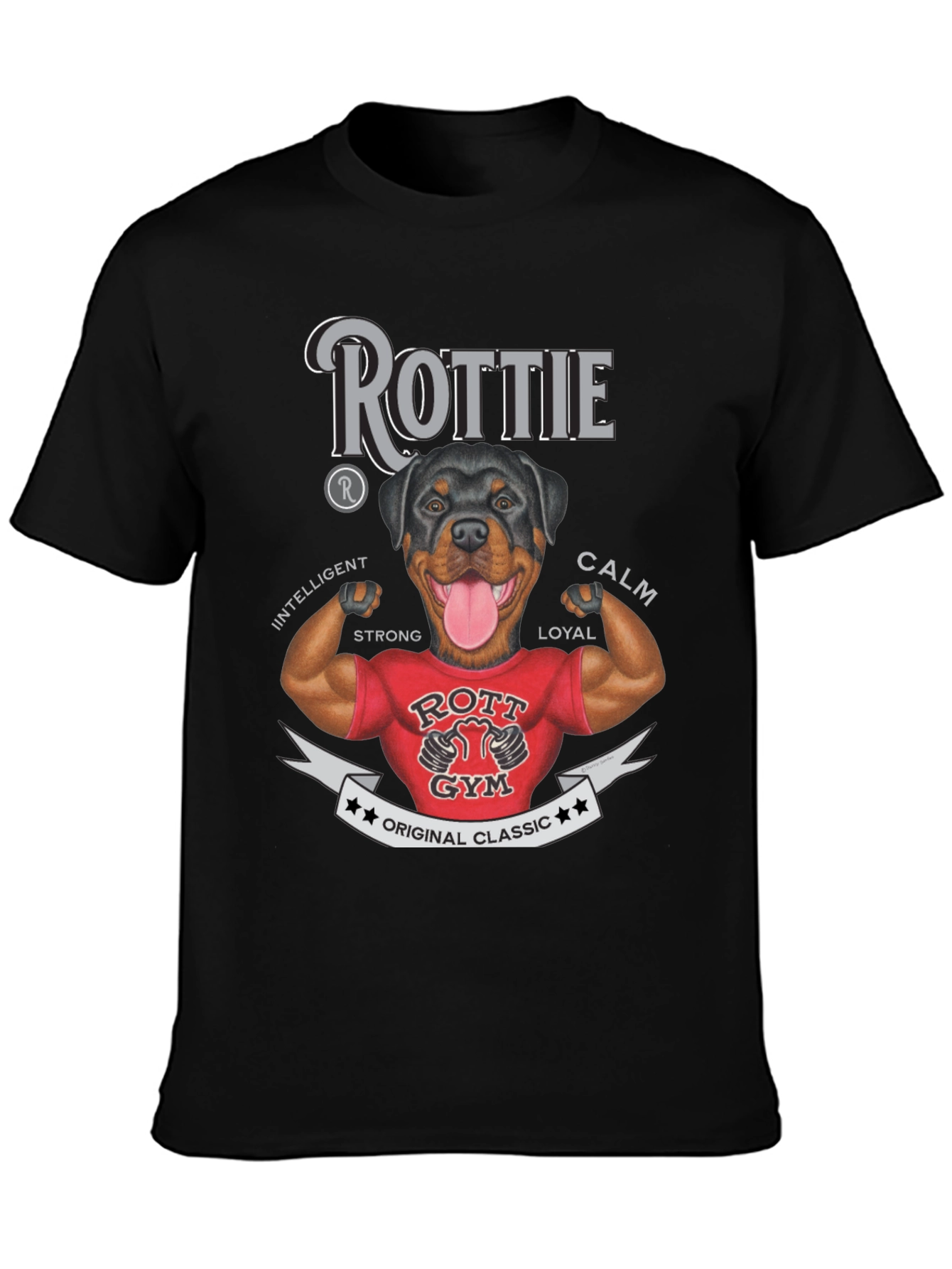 Rottie Gym Dog T-Shirt - Classic Design