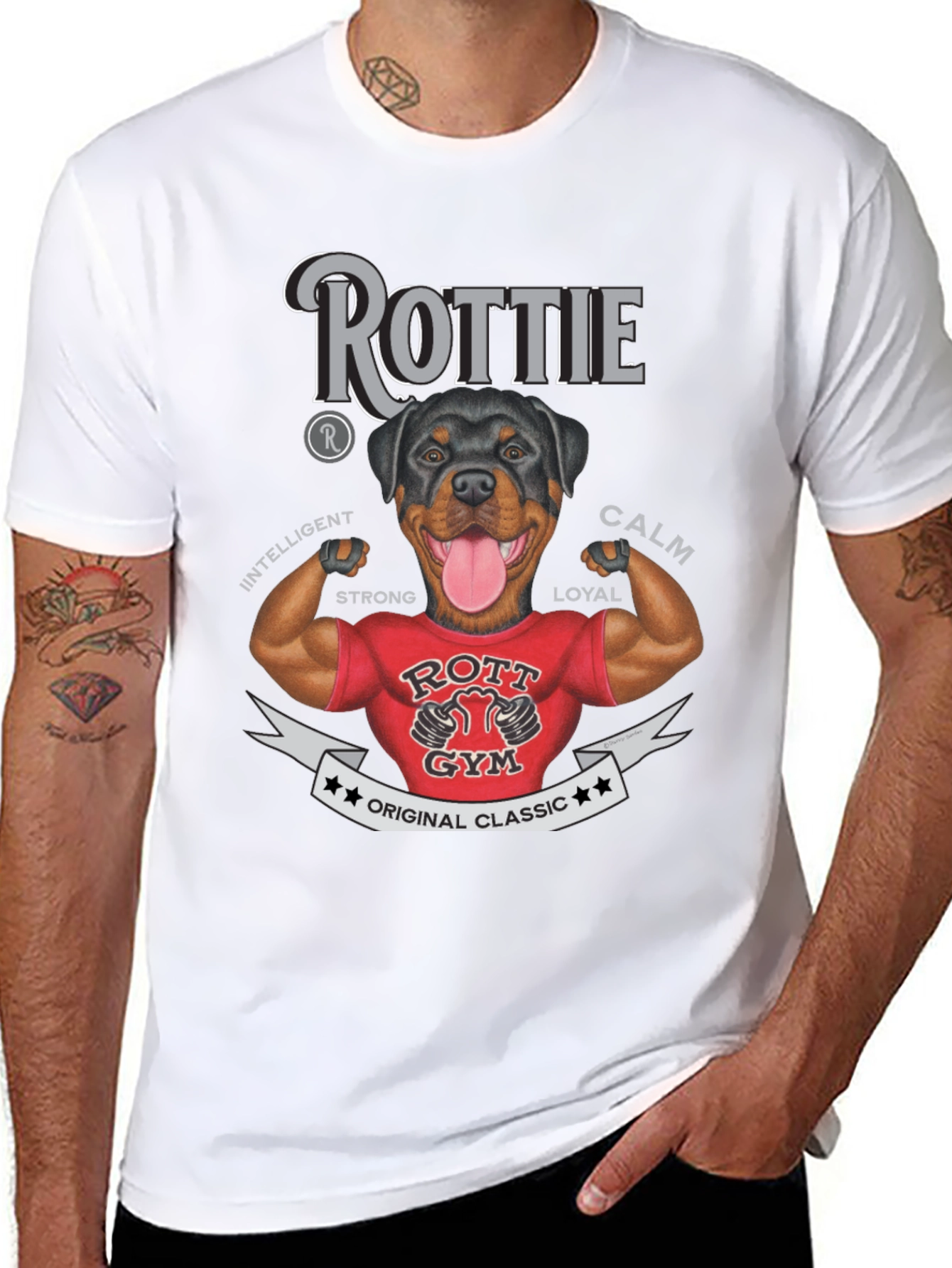 Rottie Gym Dog T-Shirt - Classic Design