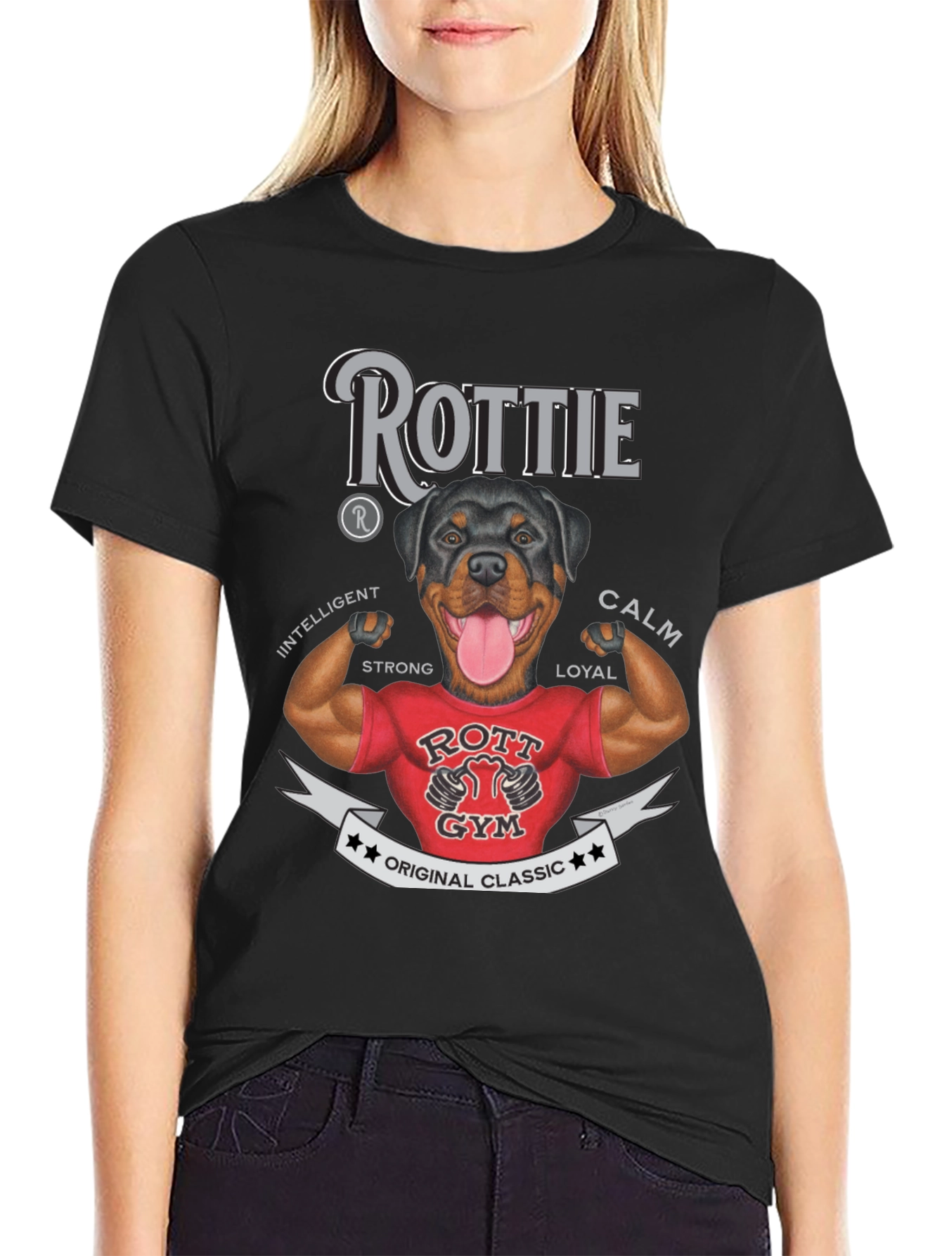 Rottie Gym Dog T-Shirt - Classic Design