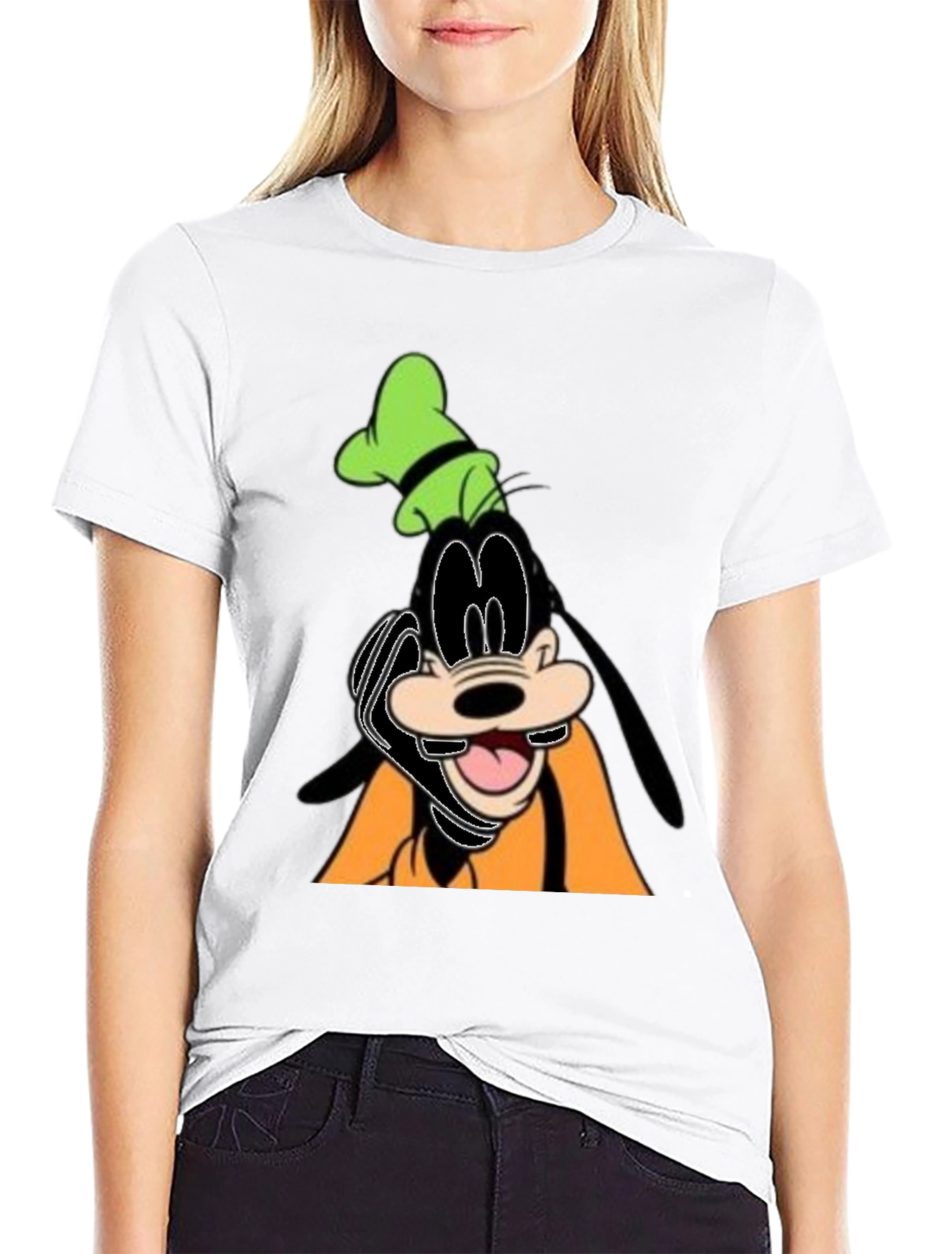 Goofy Cartoon Graphic Black T-Shirt