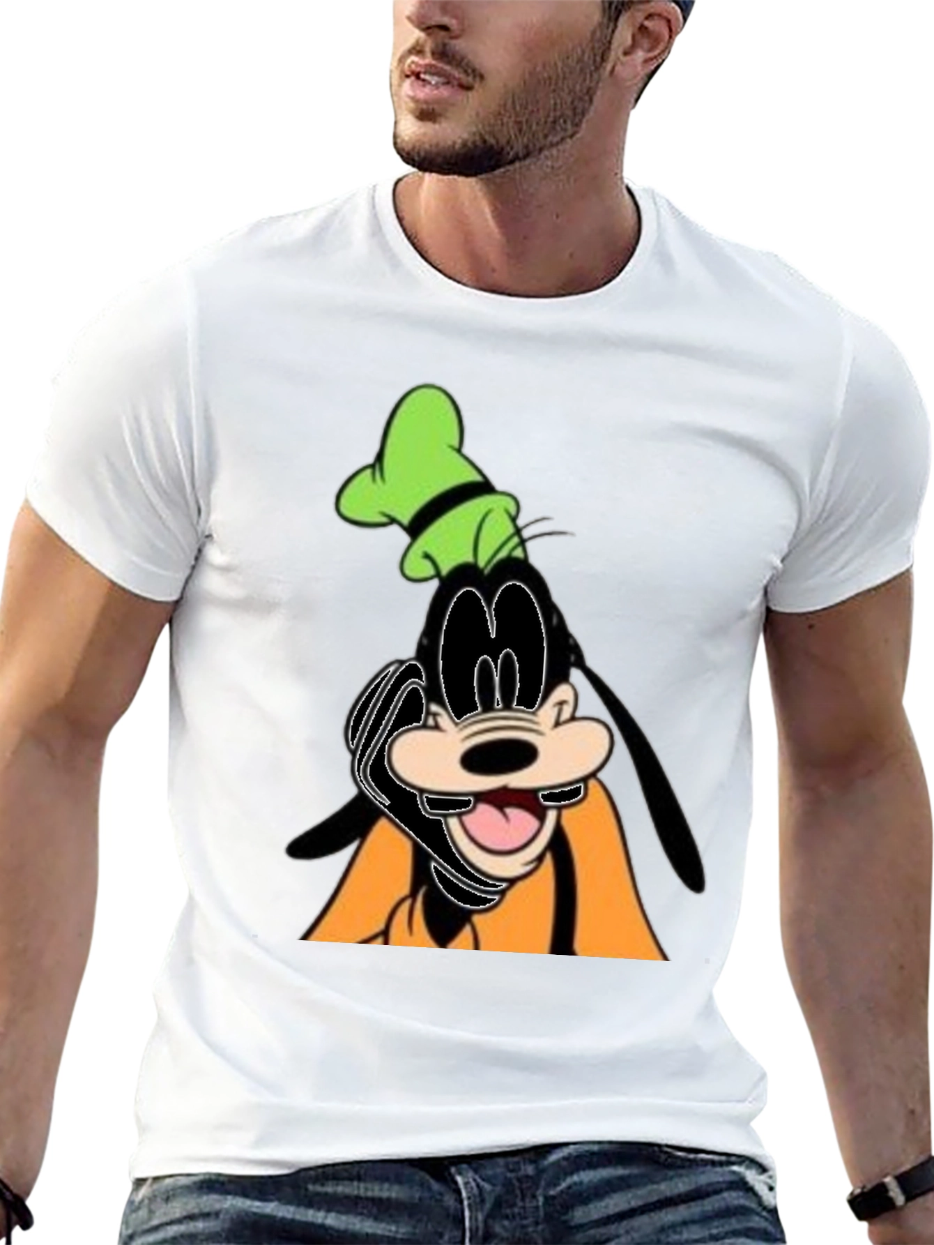 Goofy Cartoon Graphic Black T-Shirt