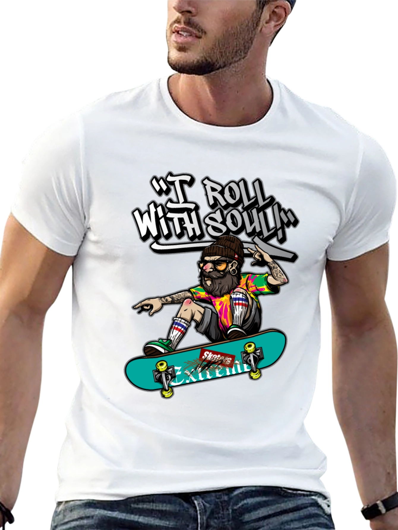 Skater Dude Graphic Tee - I Roll With Soul!