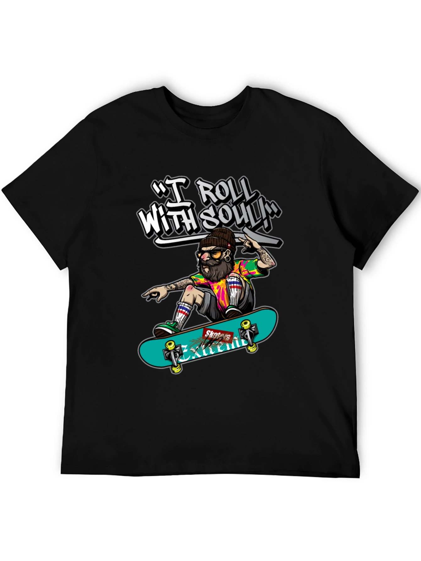 Skater Dude Graphic Tee - I Roll With Soul!