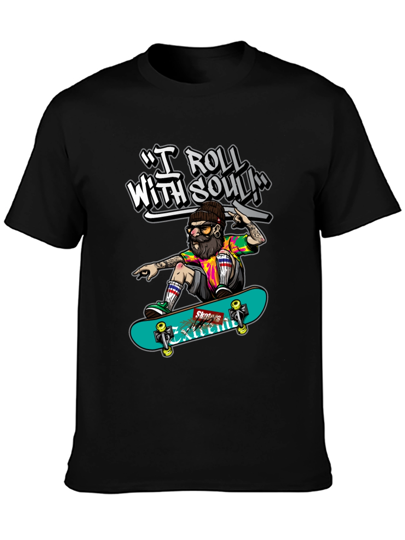 Skater Dude Graphic Tee - I Roll With Soul!