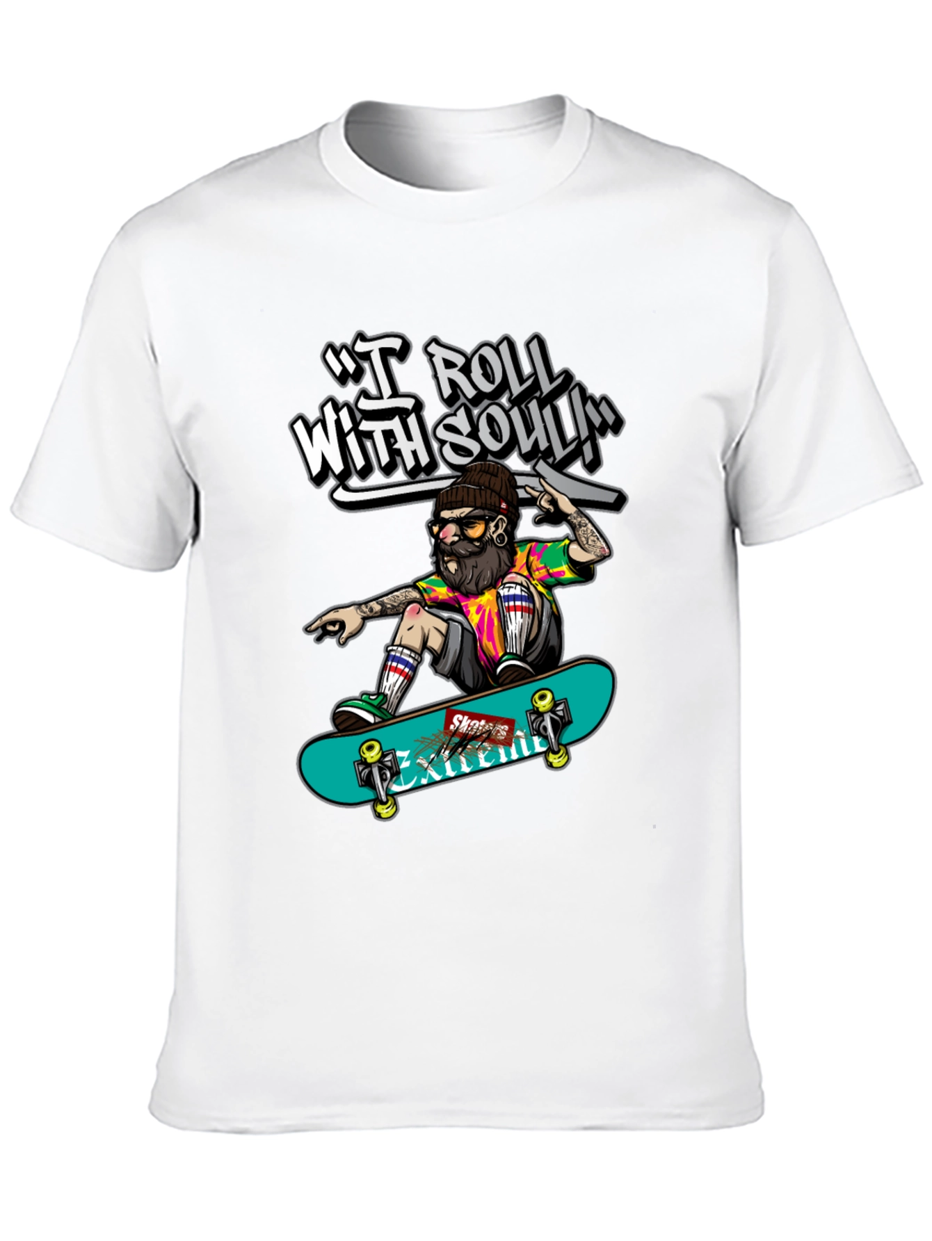 Skater Dude Graphic Tee - I Roll With Soul!