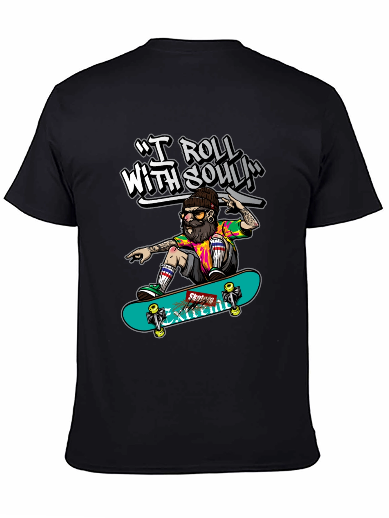 Skater Dude Graphic Tee - I Roll With Soul!