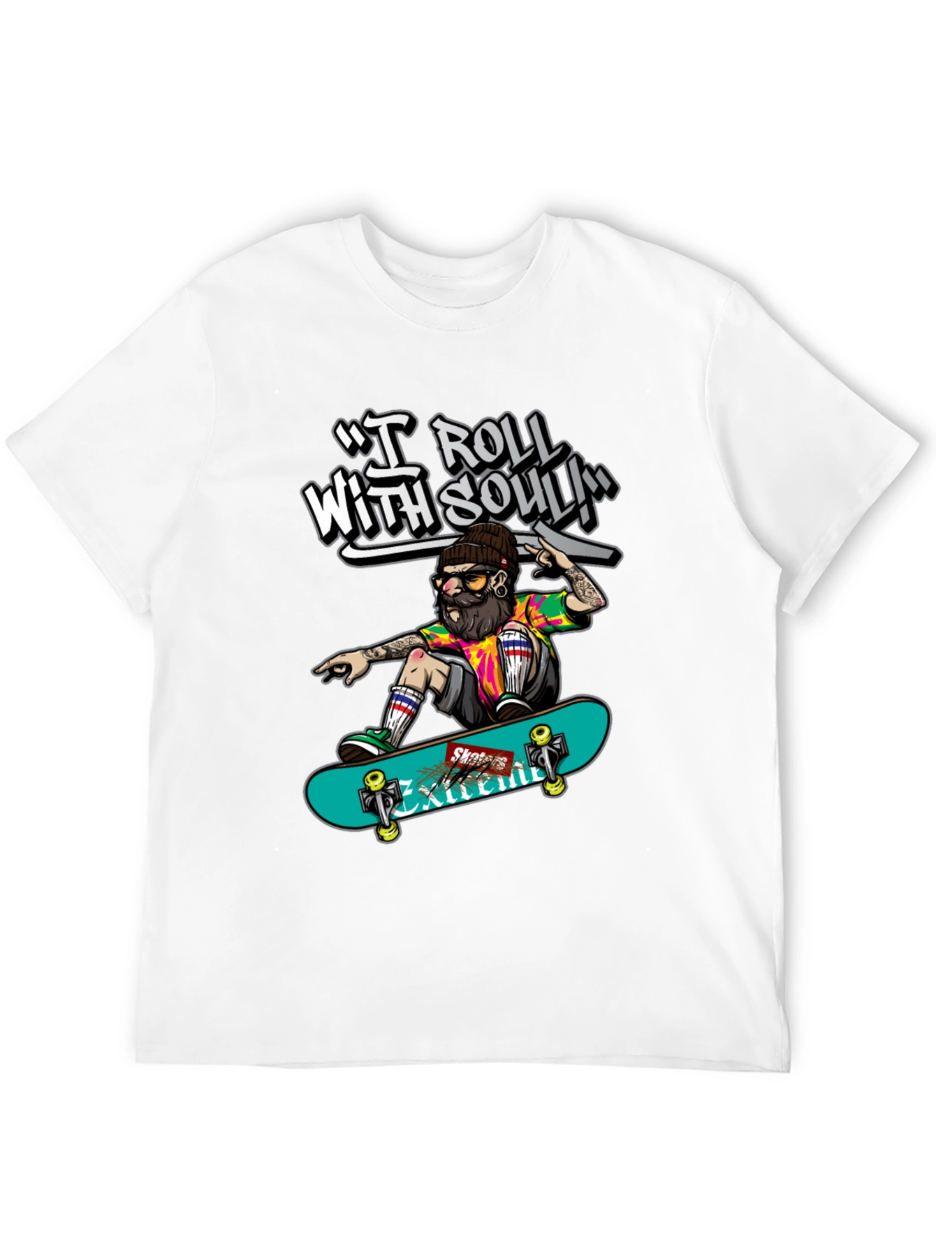 Skater Dude Graphic Tee - I Roll With Soul!