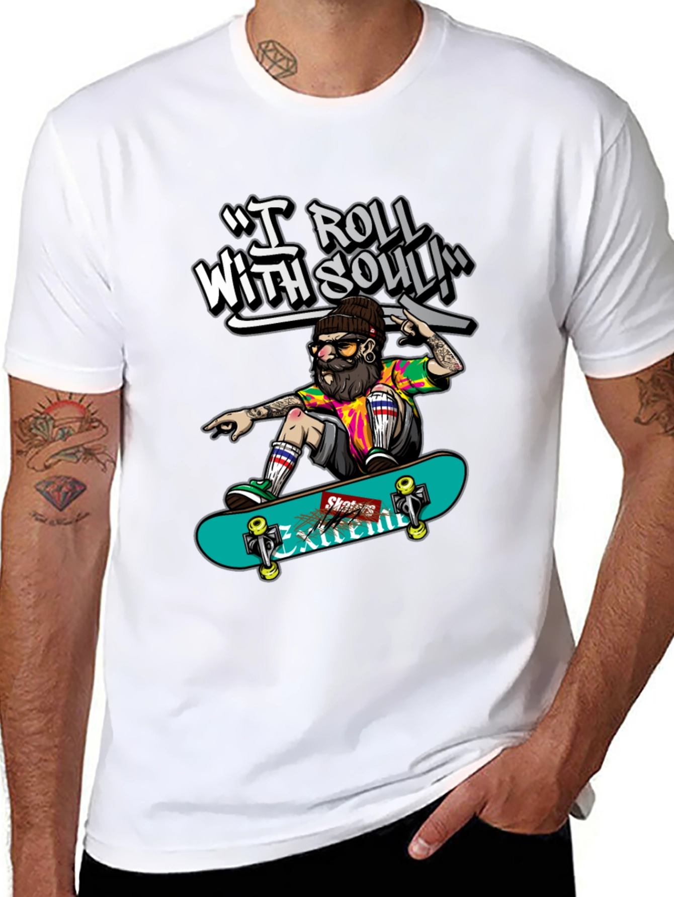 Skater Dude Graphic Tee - I Roll With Soul!