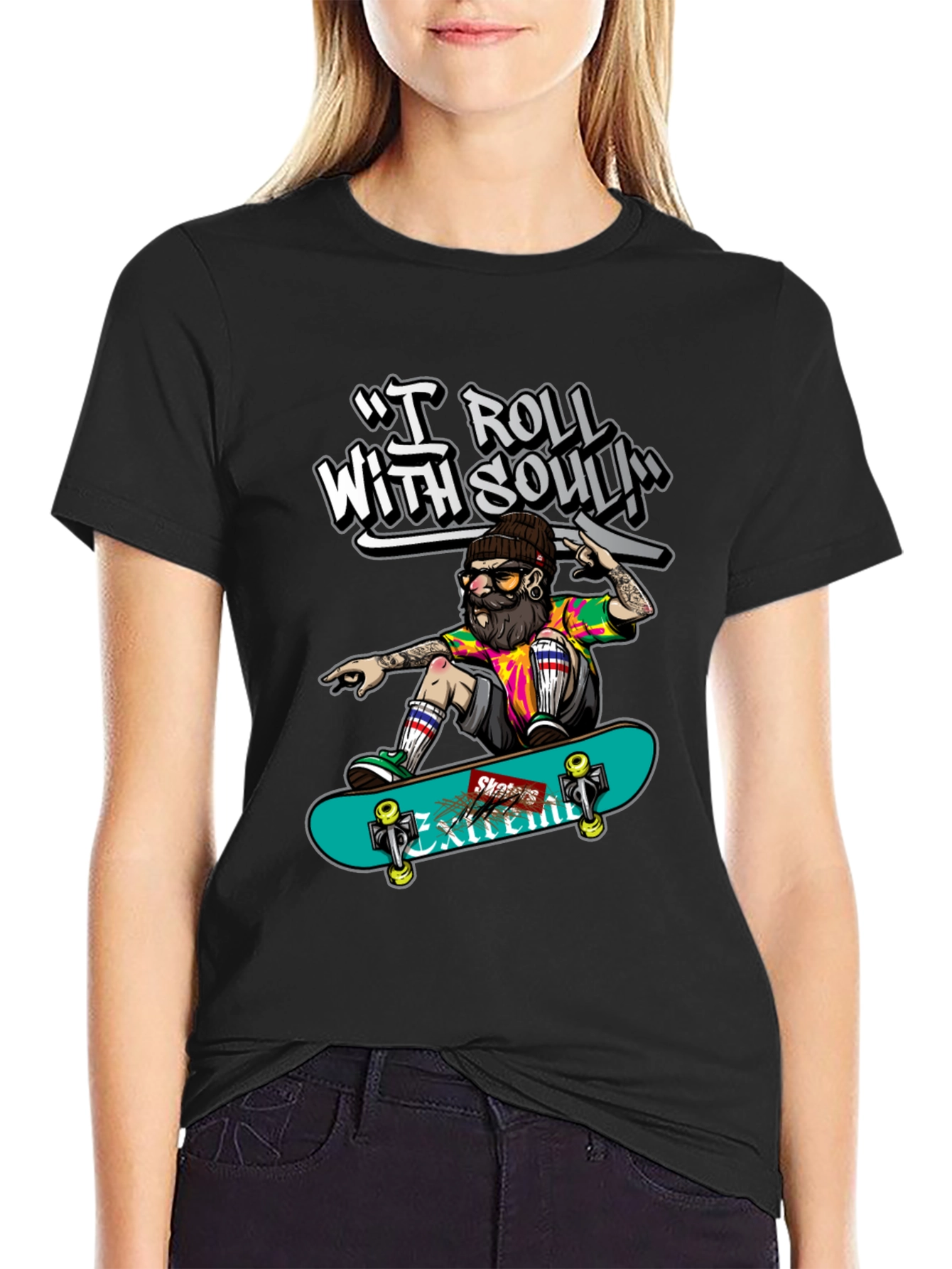 Skater Dude Graphic Tee - I Roll With Soul!