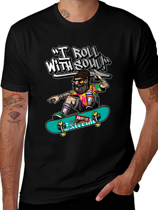 Skater Dude Graphic Tee - I Roll With Soul!