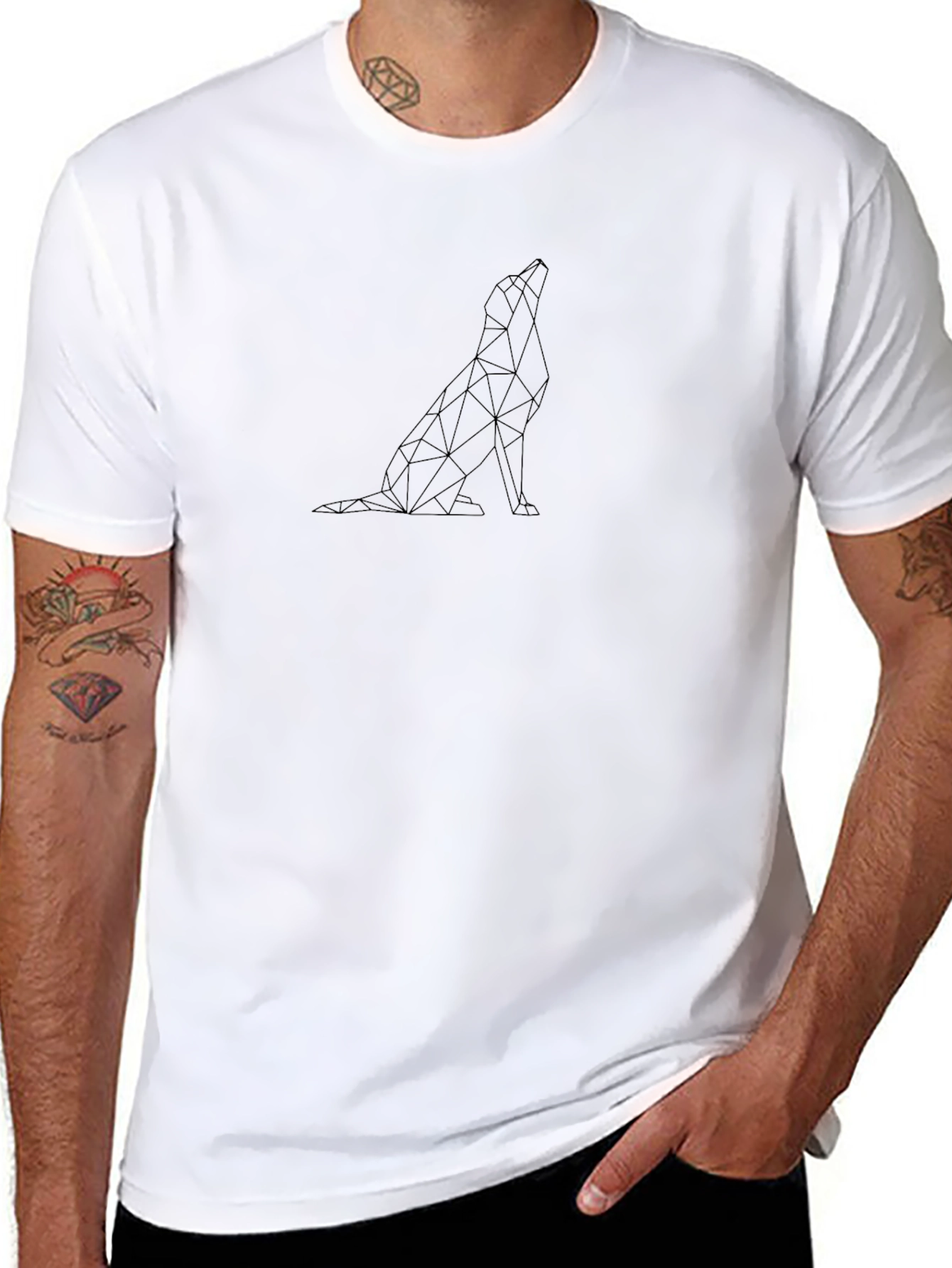 Geometric Dog Graphic Tee - Modern Mens T-Shirt