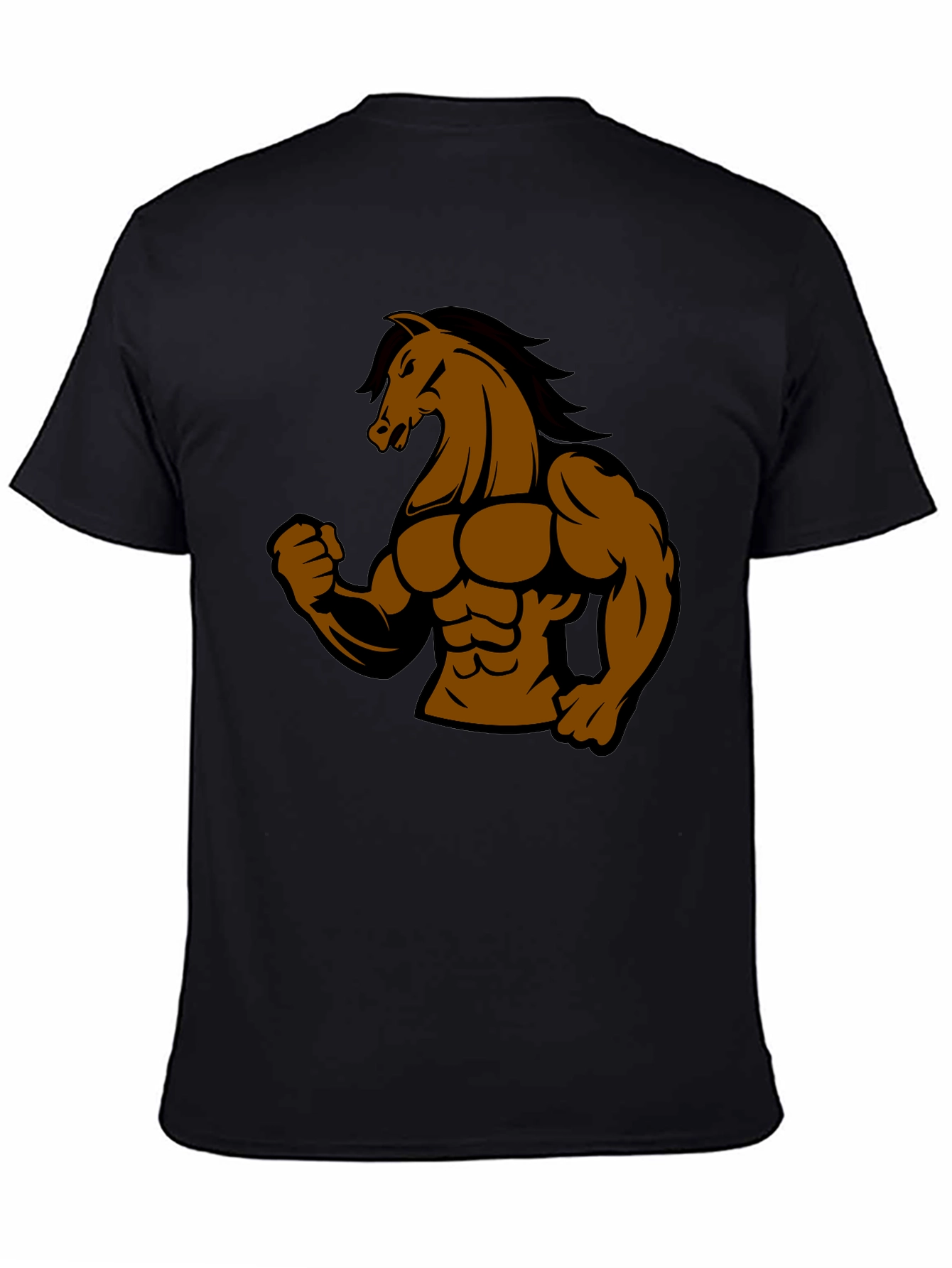 Muscle Horse Graphic Tee - Black Cotton T-Shirt
