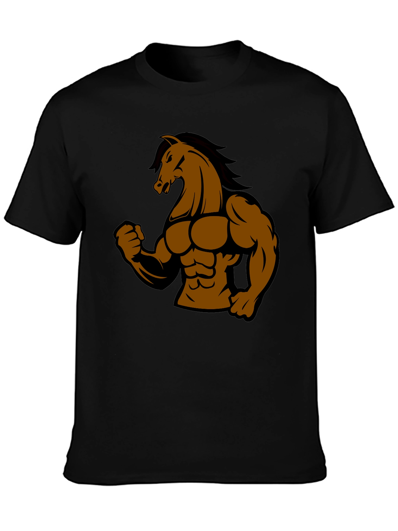 Muscle Horse Graphic Tee - Black Cotton T-Shirt