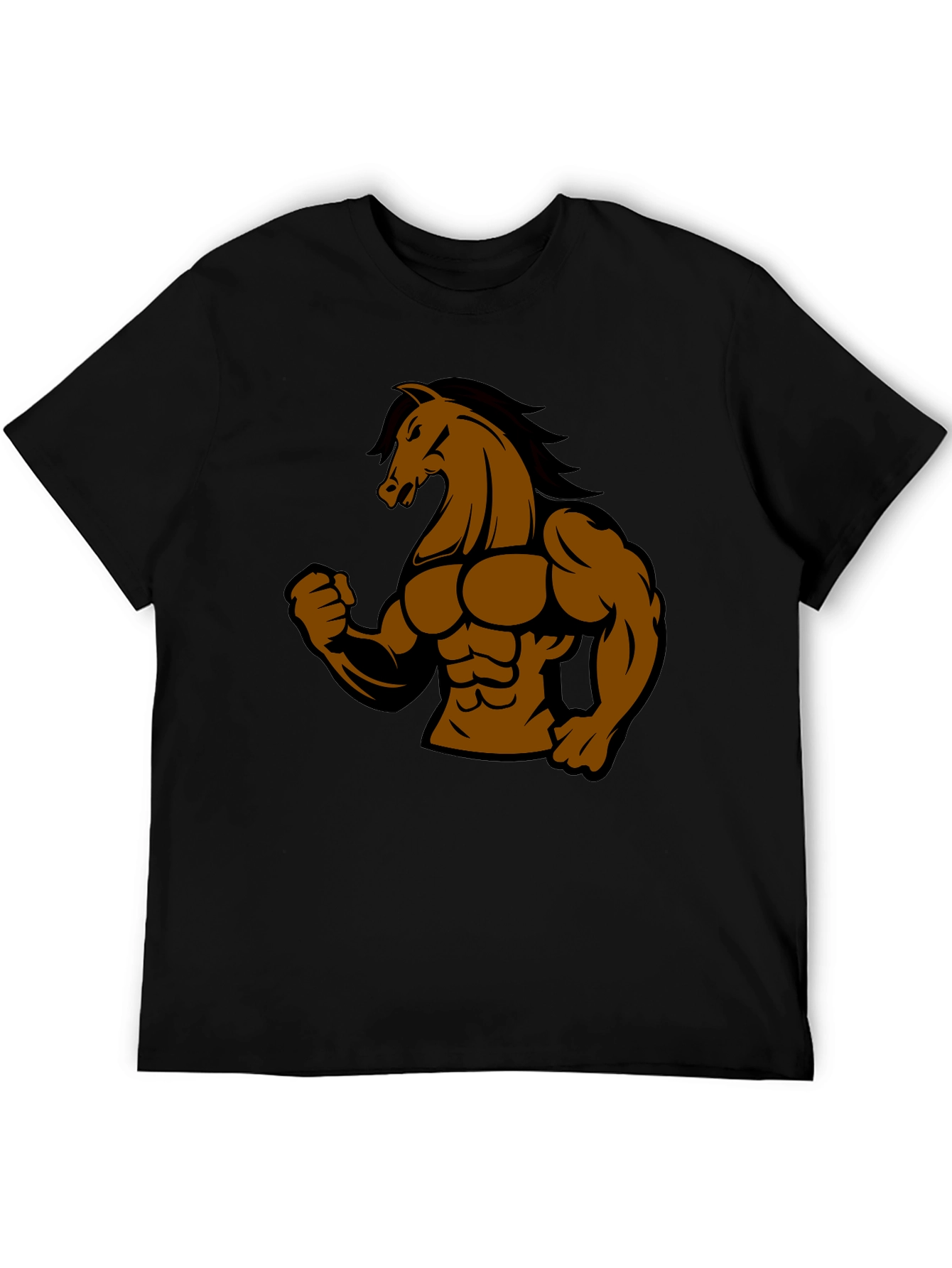Muscle Horse Graphic Tee - Black Cotton T-Shirt