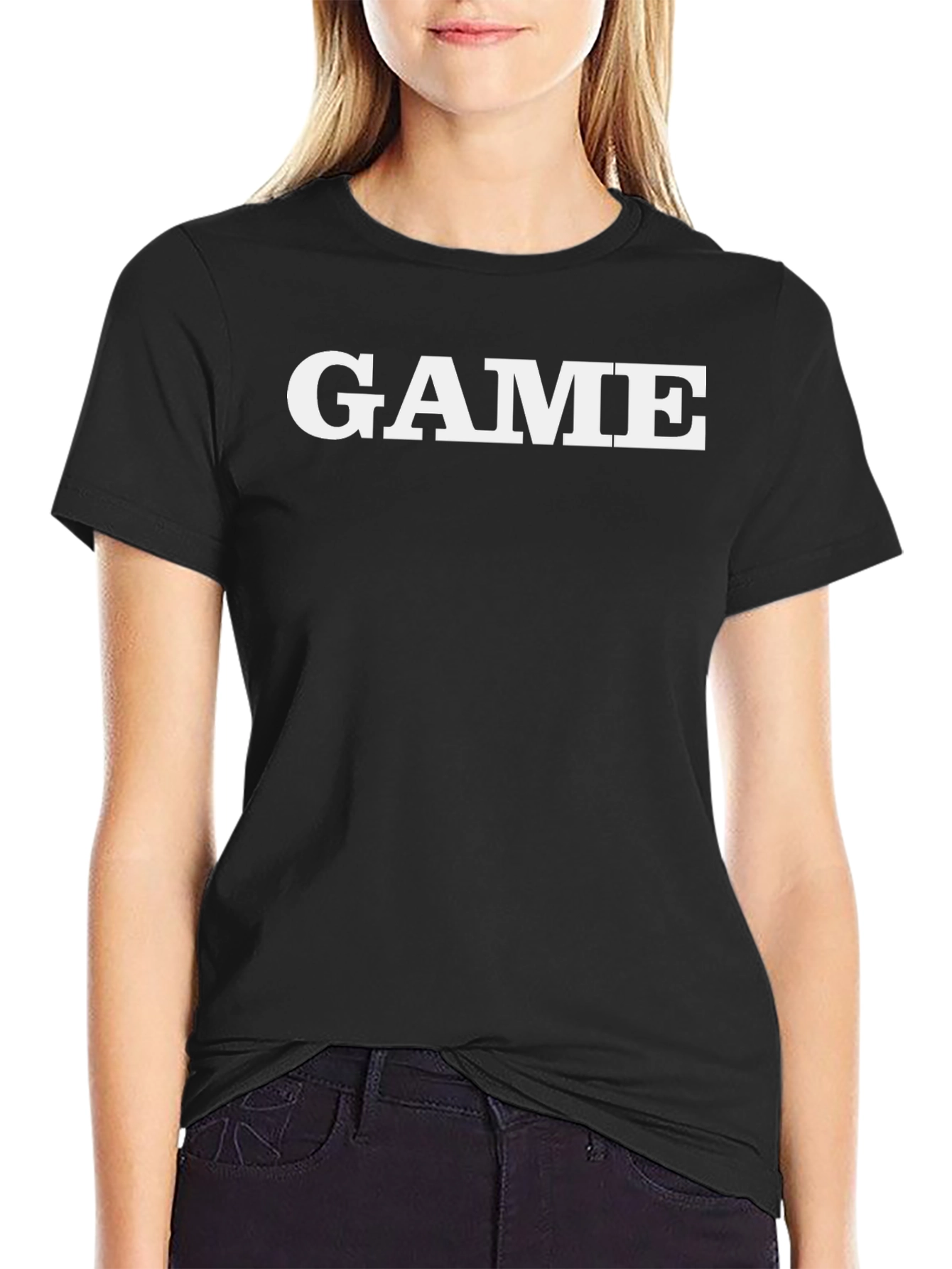 GAME T-Shirt - Bold White Print on Black Cotton