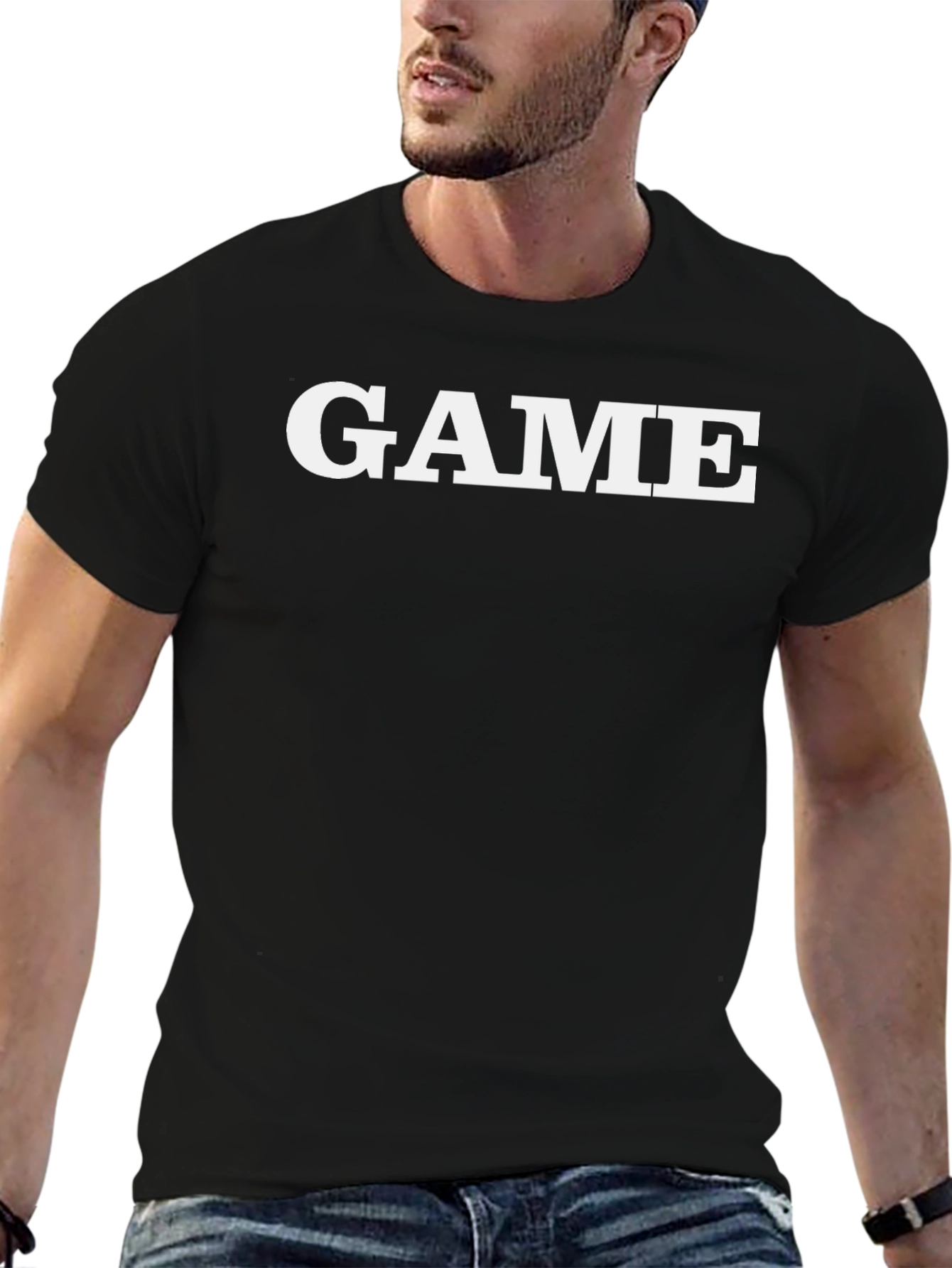 GAME T-Shirt - Bold White Print on Black Cotton