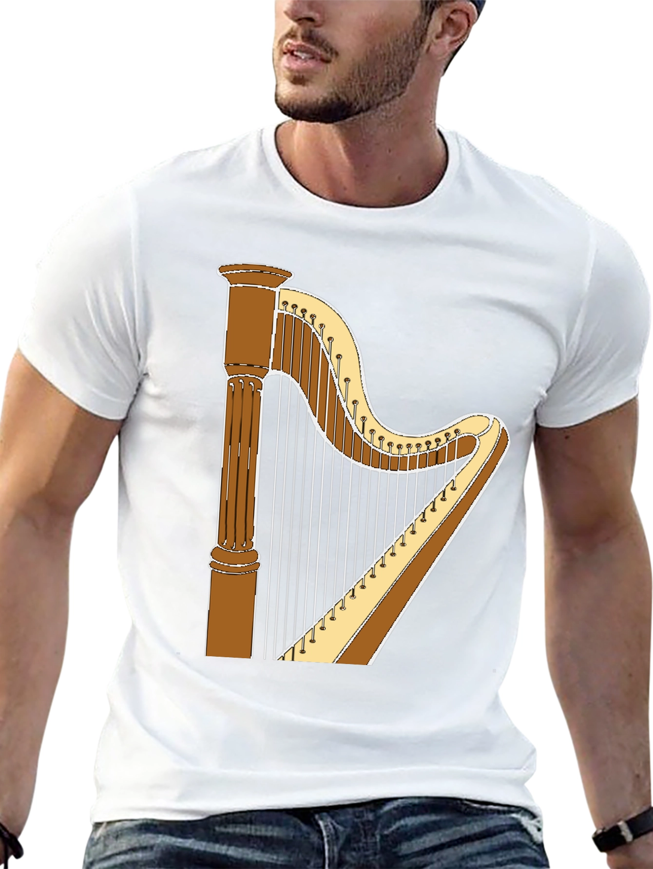 Harp Graphic T-Shirt - Musical Instrument Tee