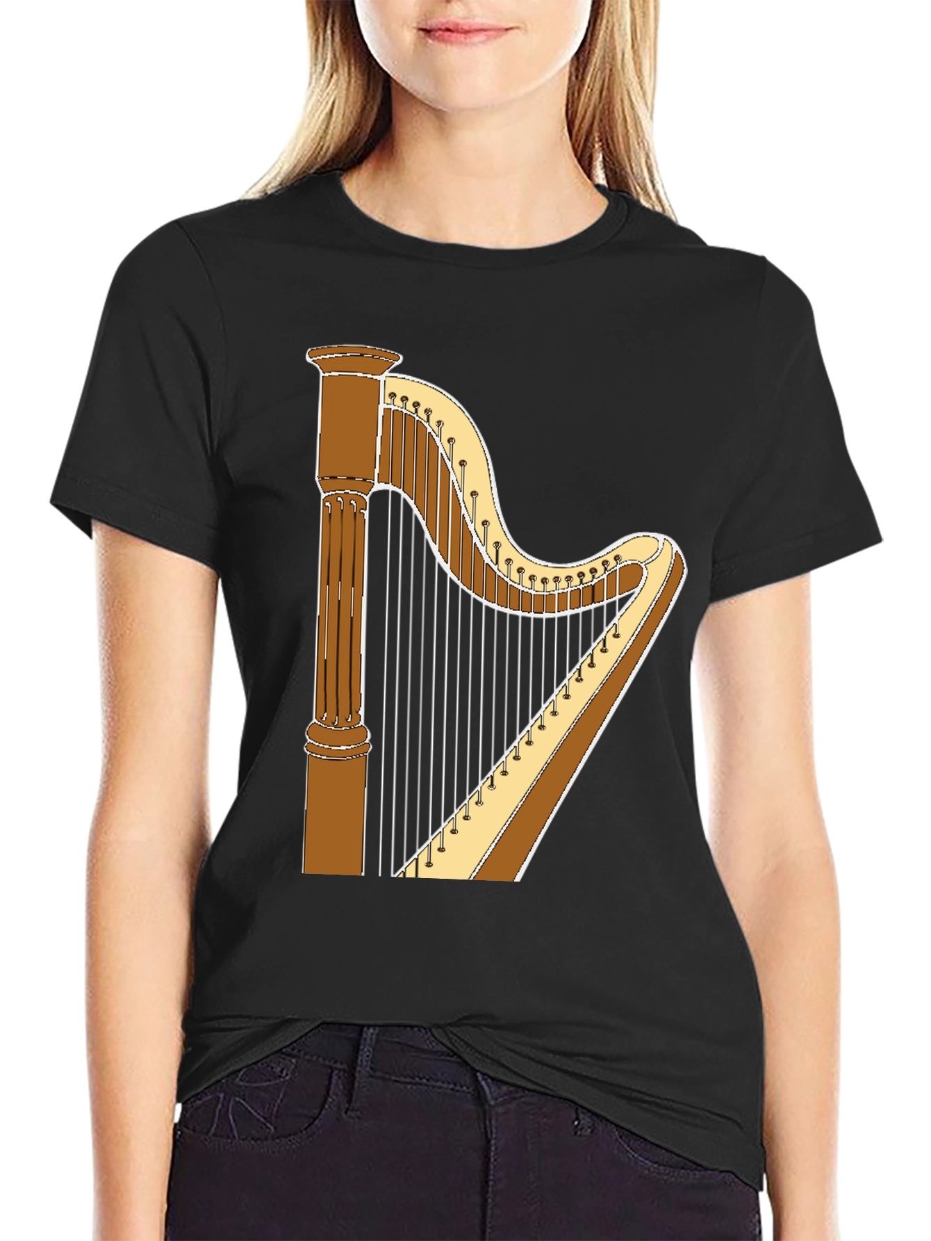 Harp Graphic T-Shirt - Musical Instrument Tee