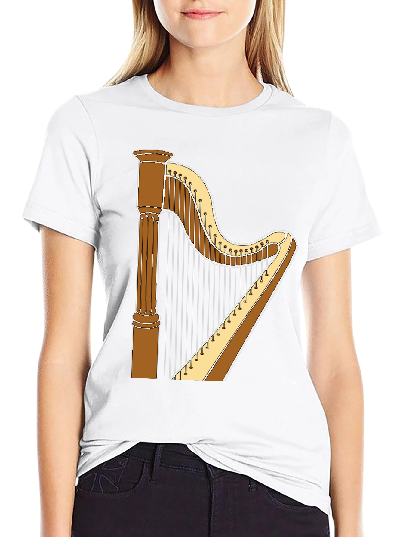 Harp Graphic T-Shirt - Musical Instrument Tee