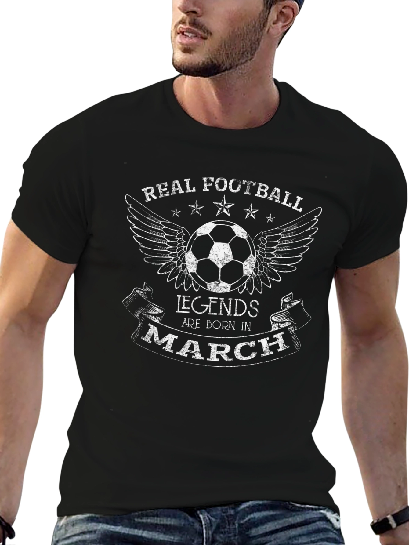Real Football Legends Born in March Graphic T-Shirt