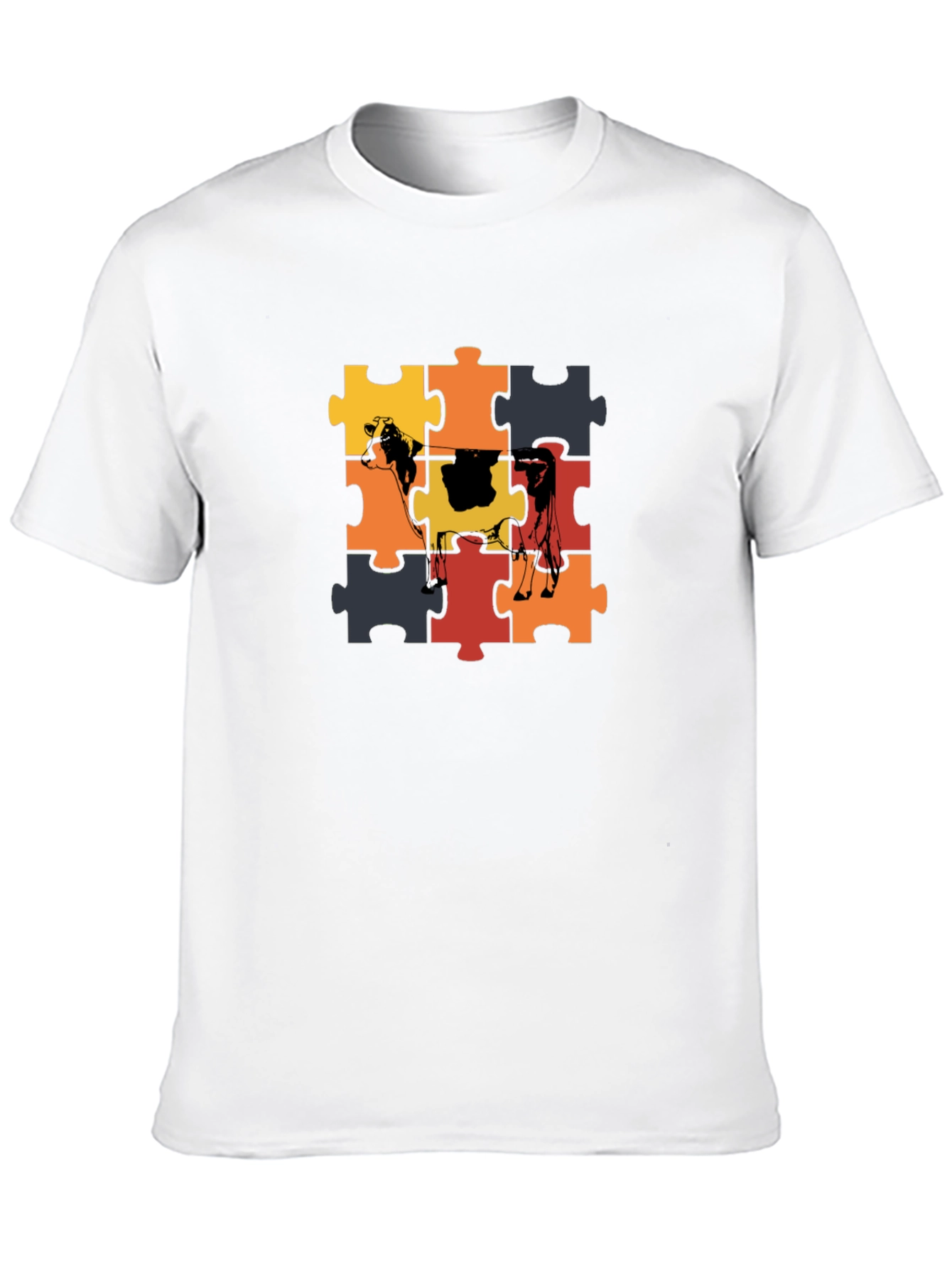 Cow Puzzle Piece Graphic T-Shirt