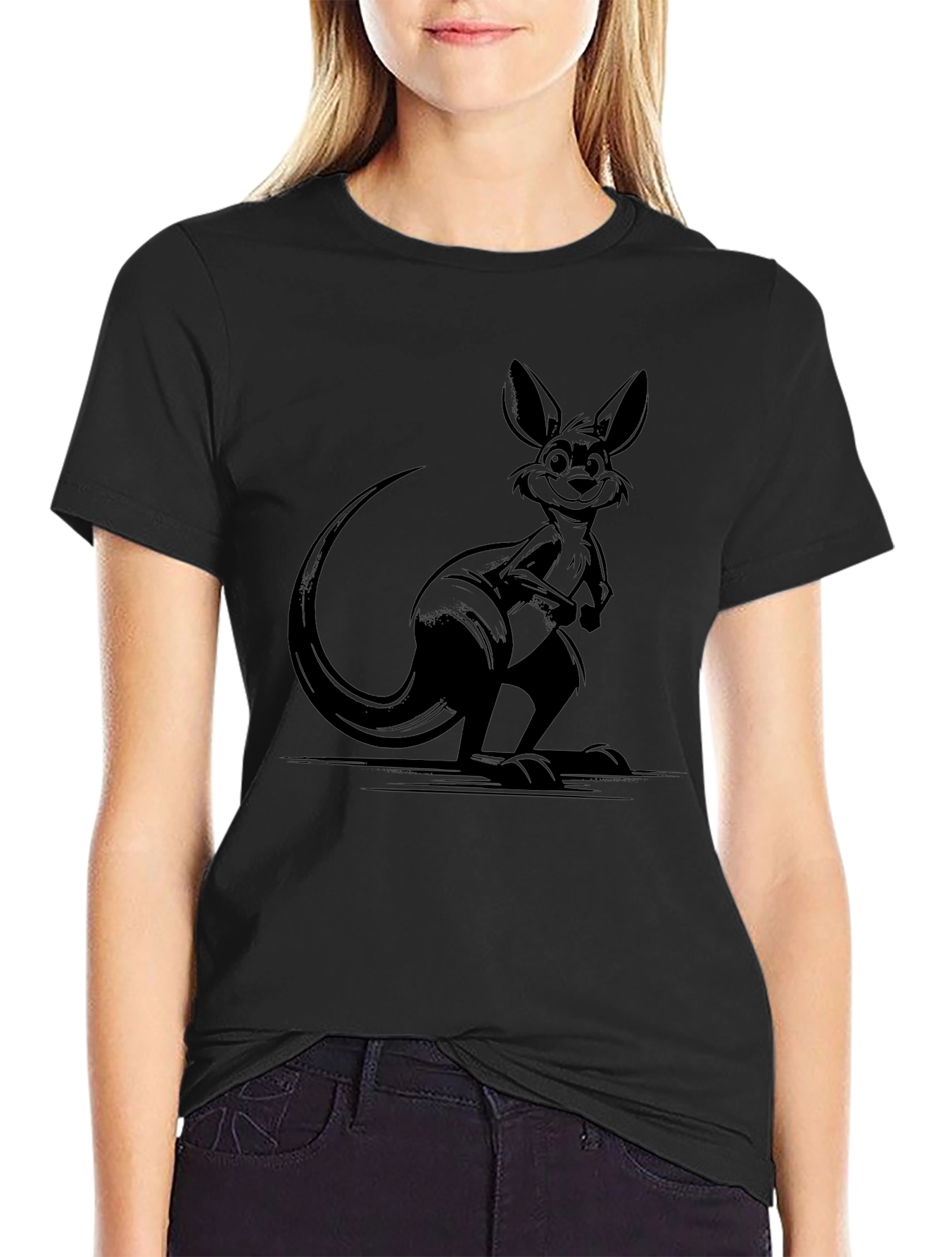 Mens Black Kangaroo Graphic Tee