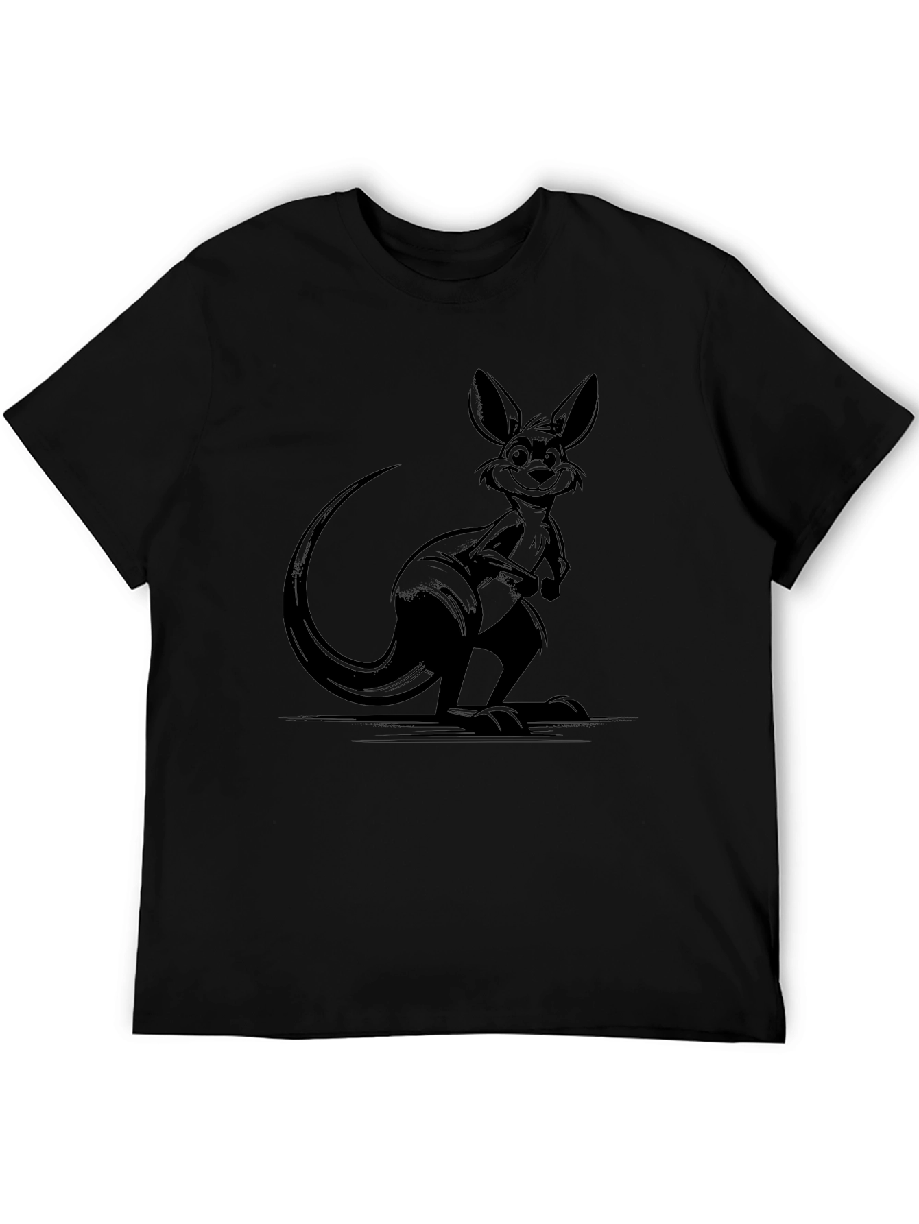 Mens Black Kangaroo Graphic Tee