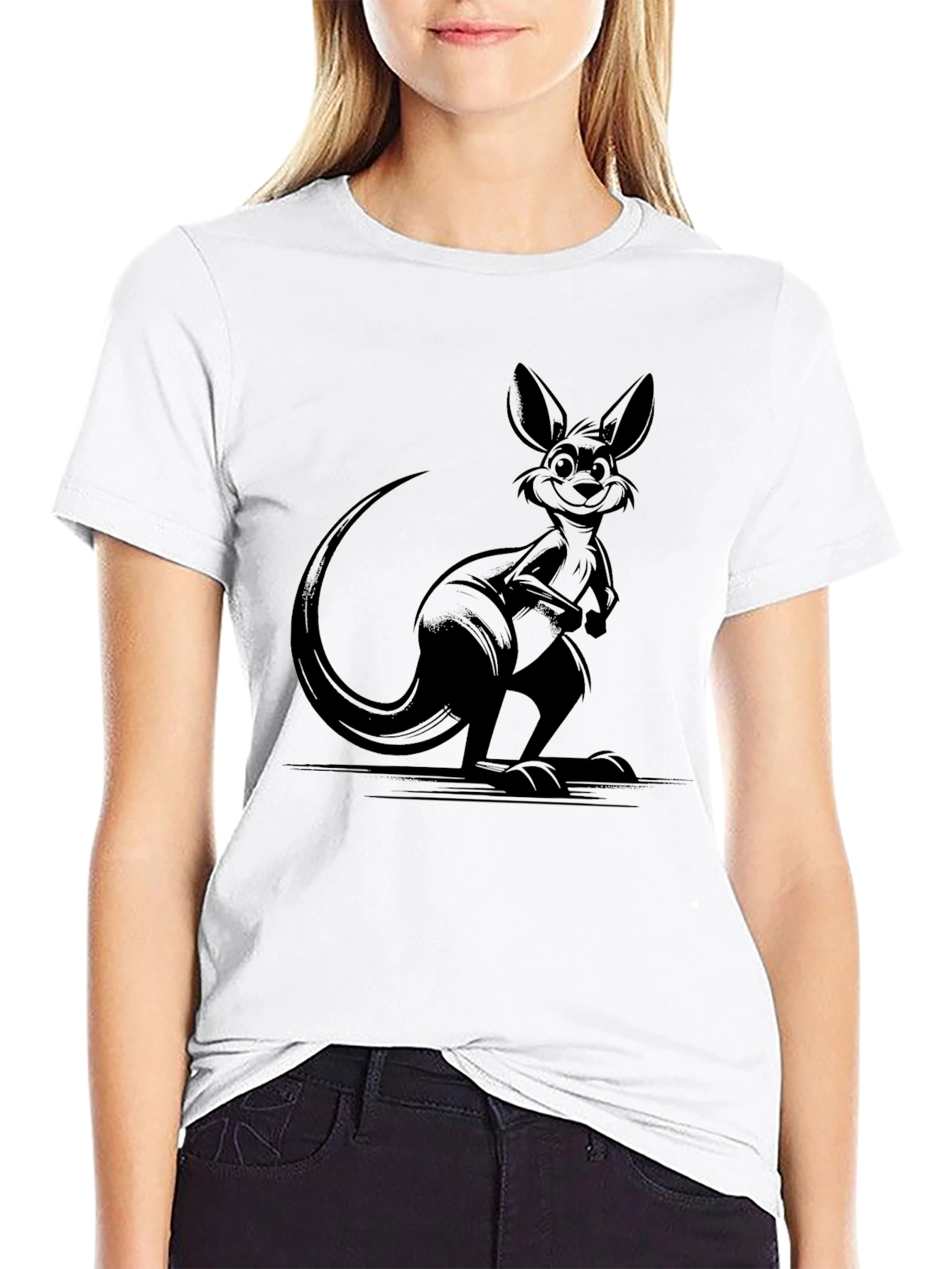 Mens Black Kangaroo Graphic Tee